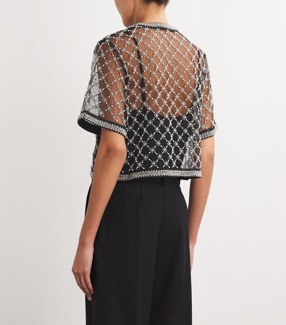 Mesh Beaded Top BLACK Image 4