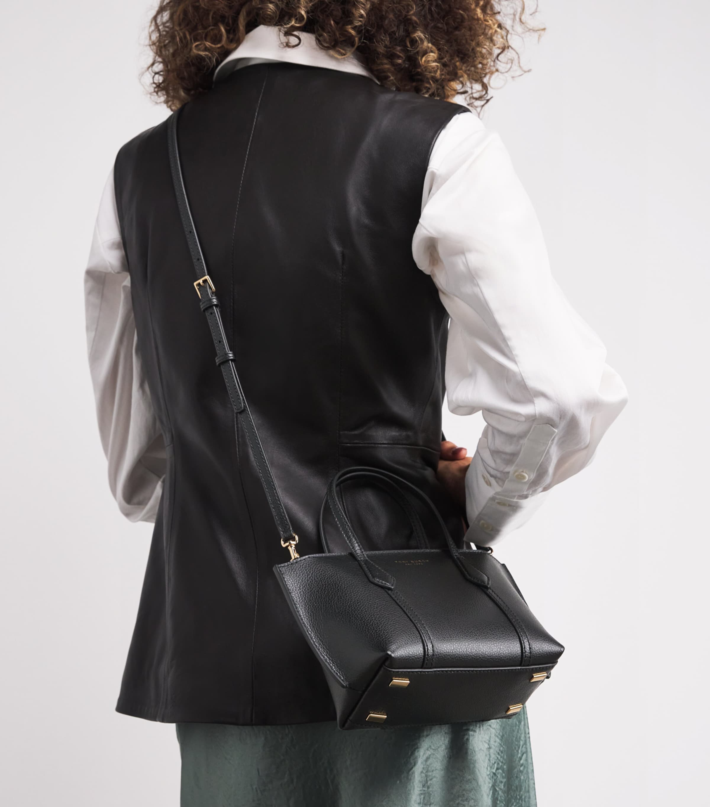 Tory Burch Black Mini Leather Perry Cross-Body Bag | Harrods US