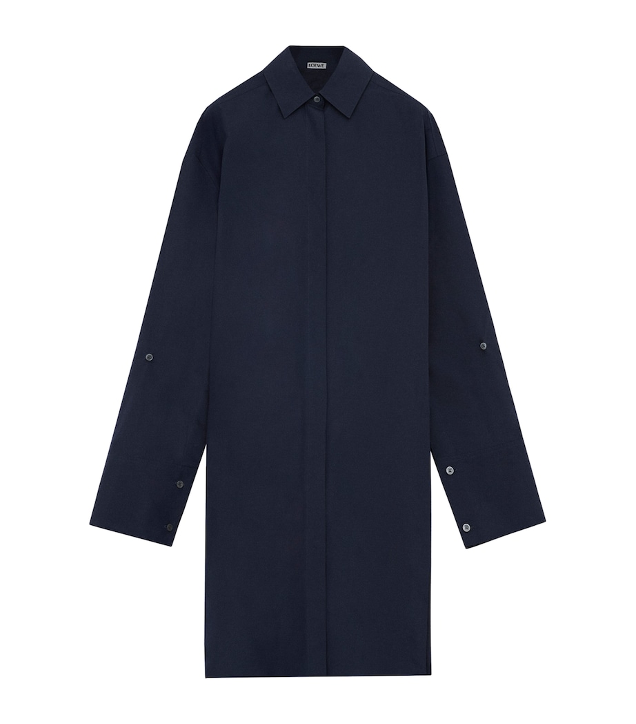 Cotton Mini Shirt Dress NAVY BLUE Image 1