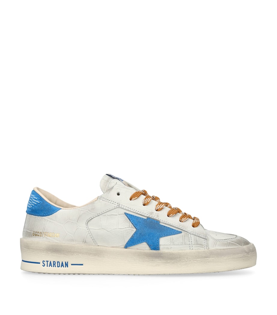 Croc-Embossed Leather Stardan Sneakers BLUE OTHER Image 1