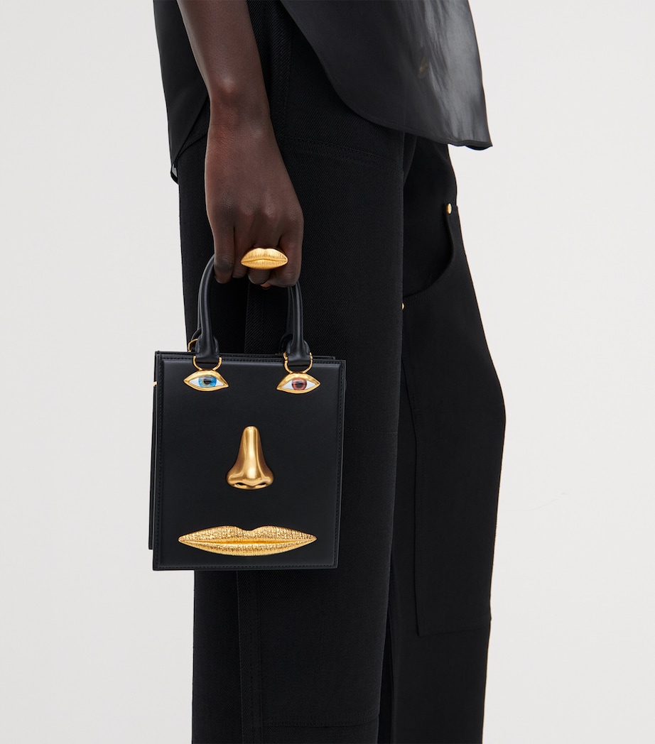Schiaparelli Mini Leather Face Top-Handle Bag Black Image 2