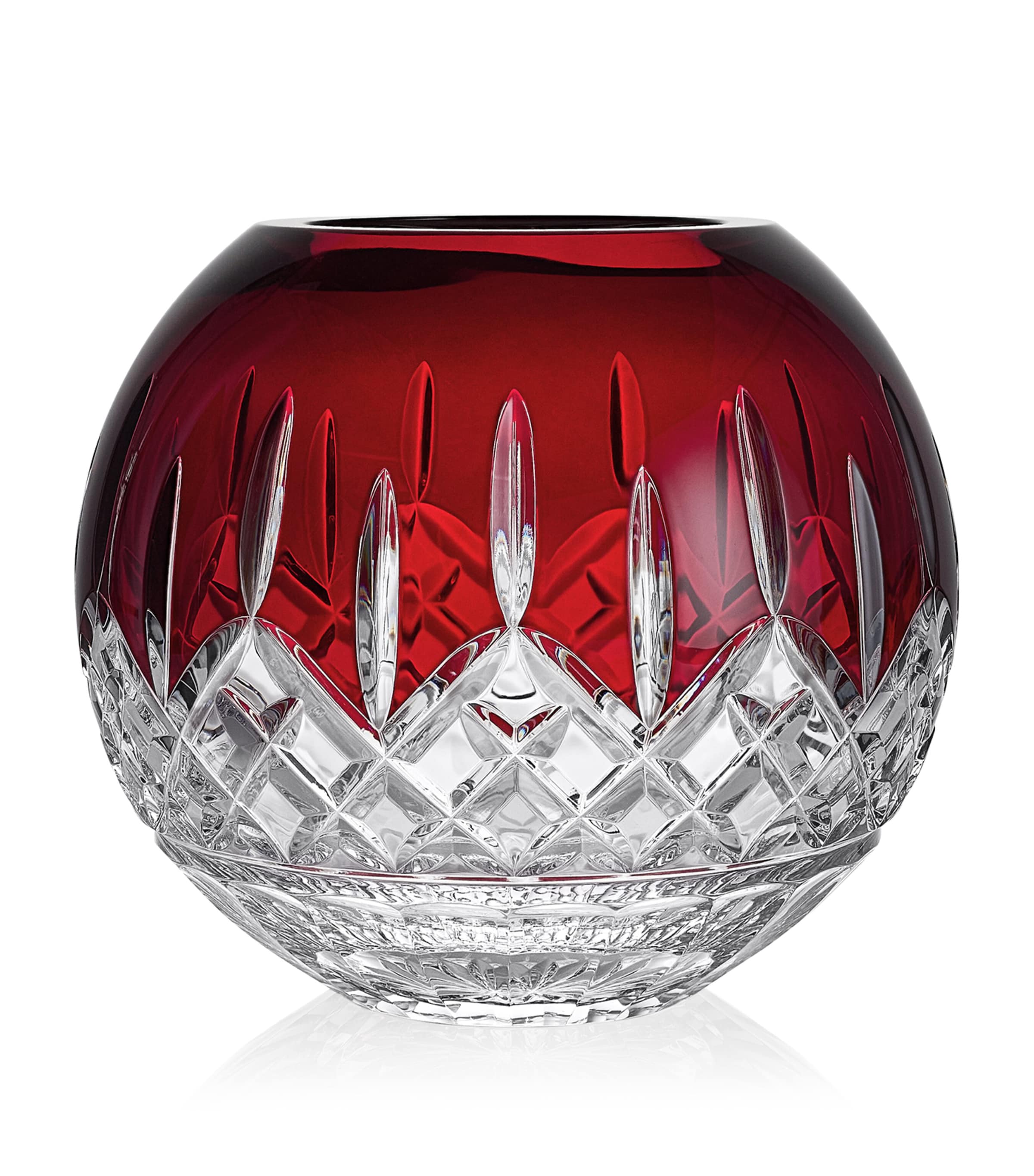 Waterford Crystal Lismore Red Rose Bowl In Red