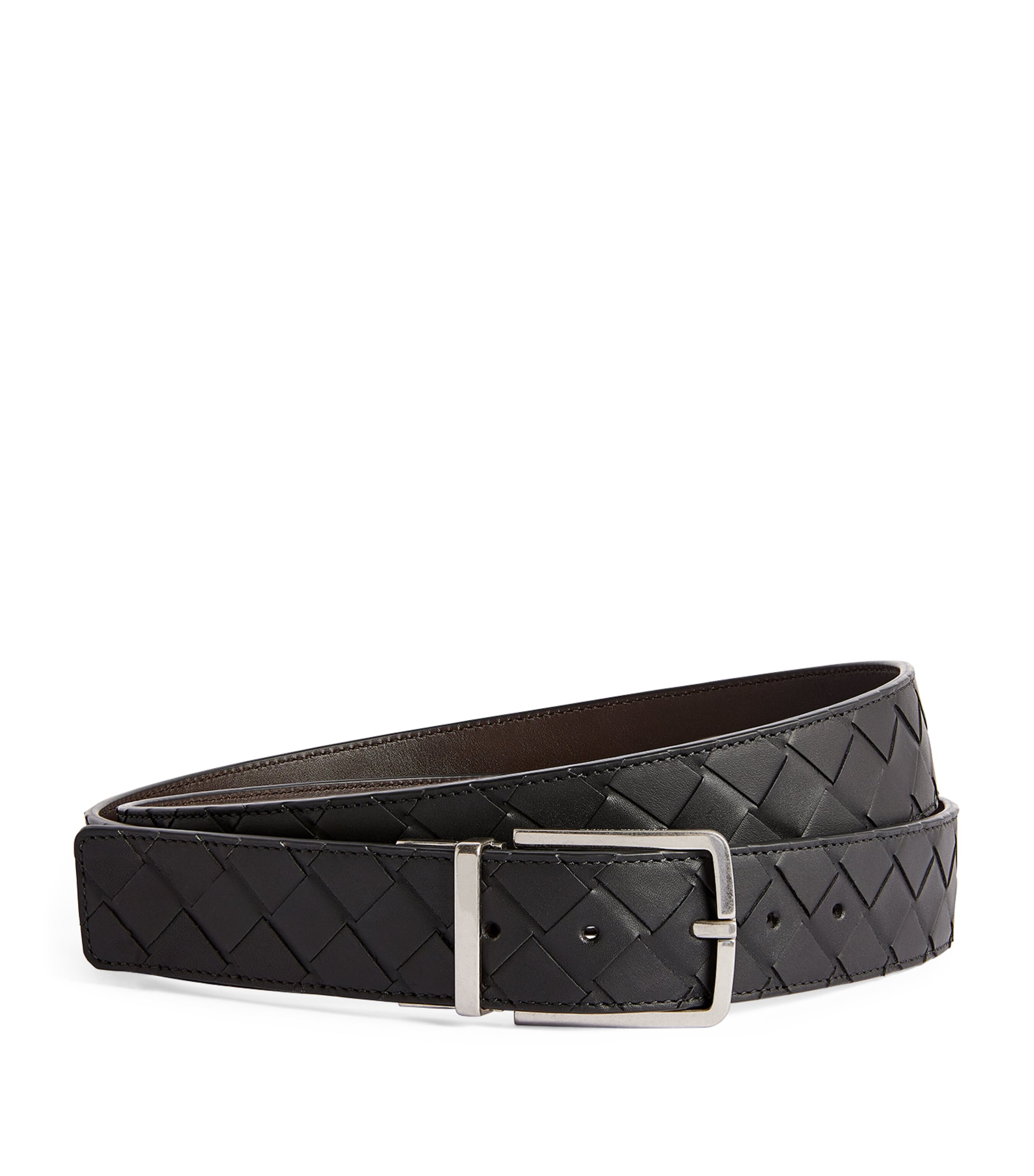 Leather Intrecciato Belt BLACK/FONDANT-SILV Image 1
