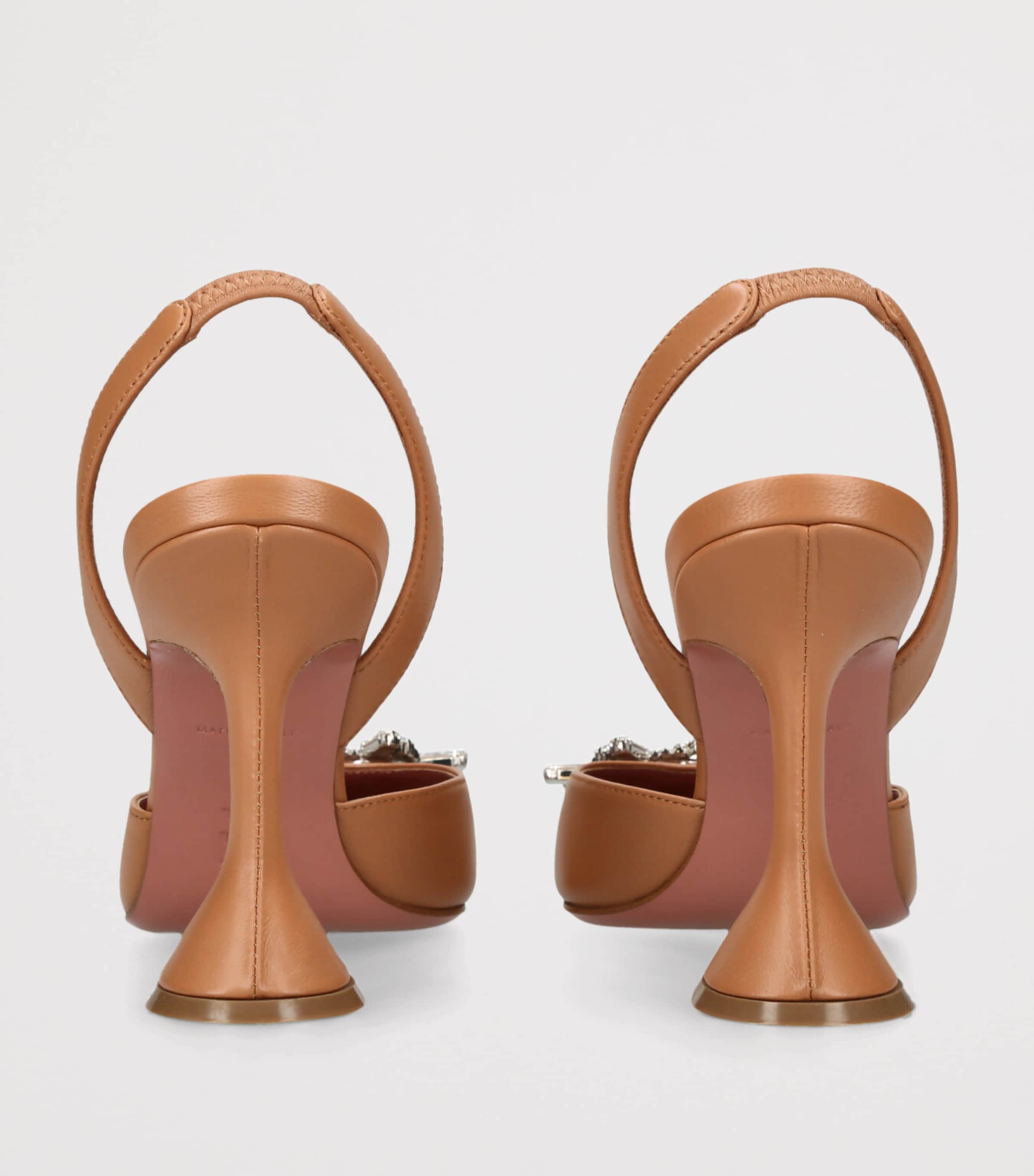 Amina Muaddi Womens Leather Begum Slingback Pumps 95 Camel Image 2