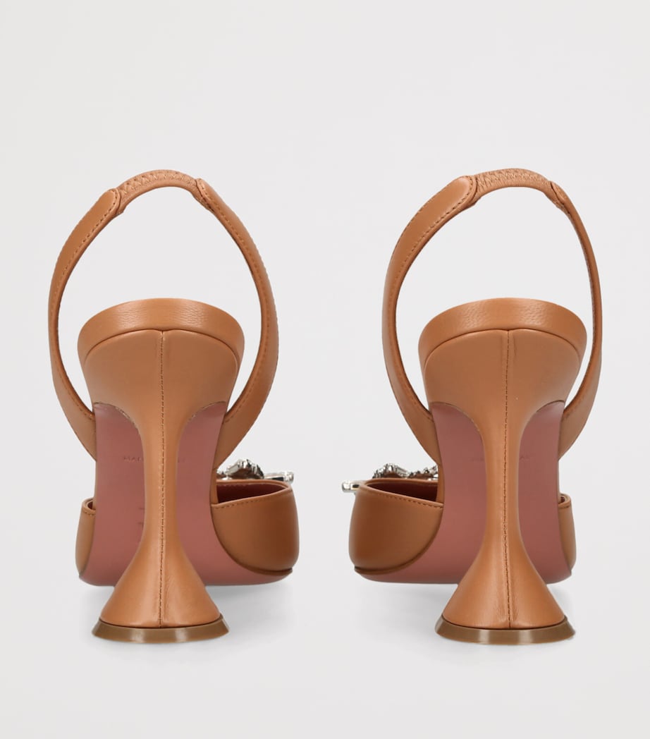 Amina Muaddi Womens Leather Begum Slingback Pumps 95 Camel Image 2