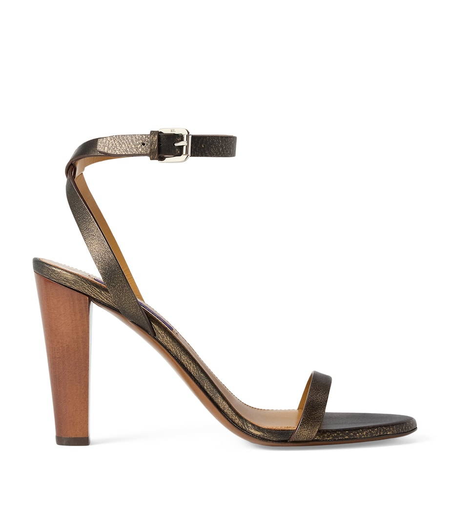 Ralph Lauren Collection Leather Graison Heeled Sandals 95 Bronze Image 1
