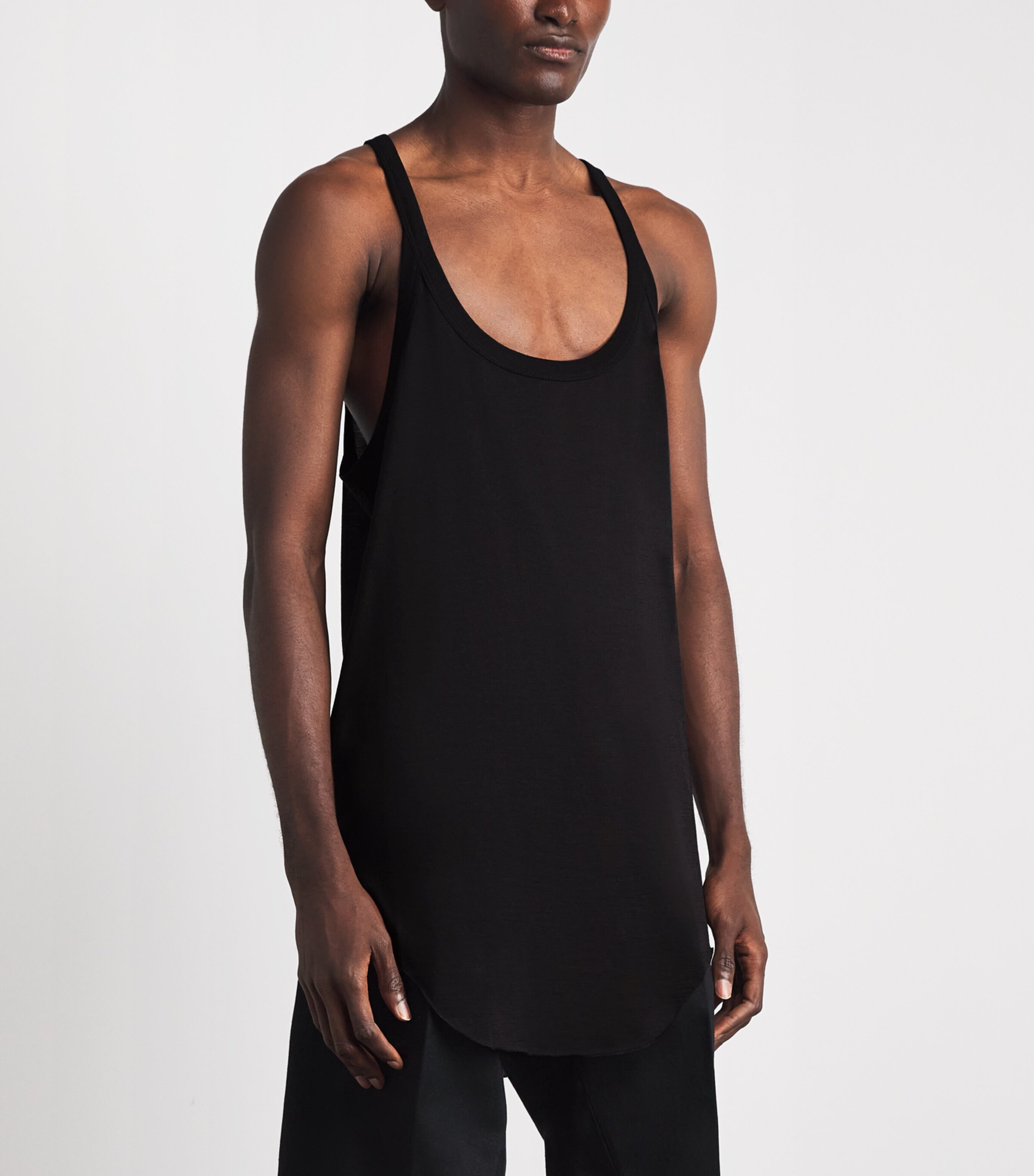 Rick Owens Mens Wool-Silk Pony Tank Top Black Image 4