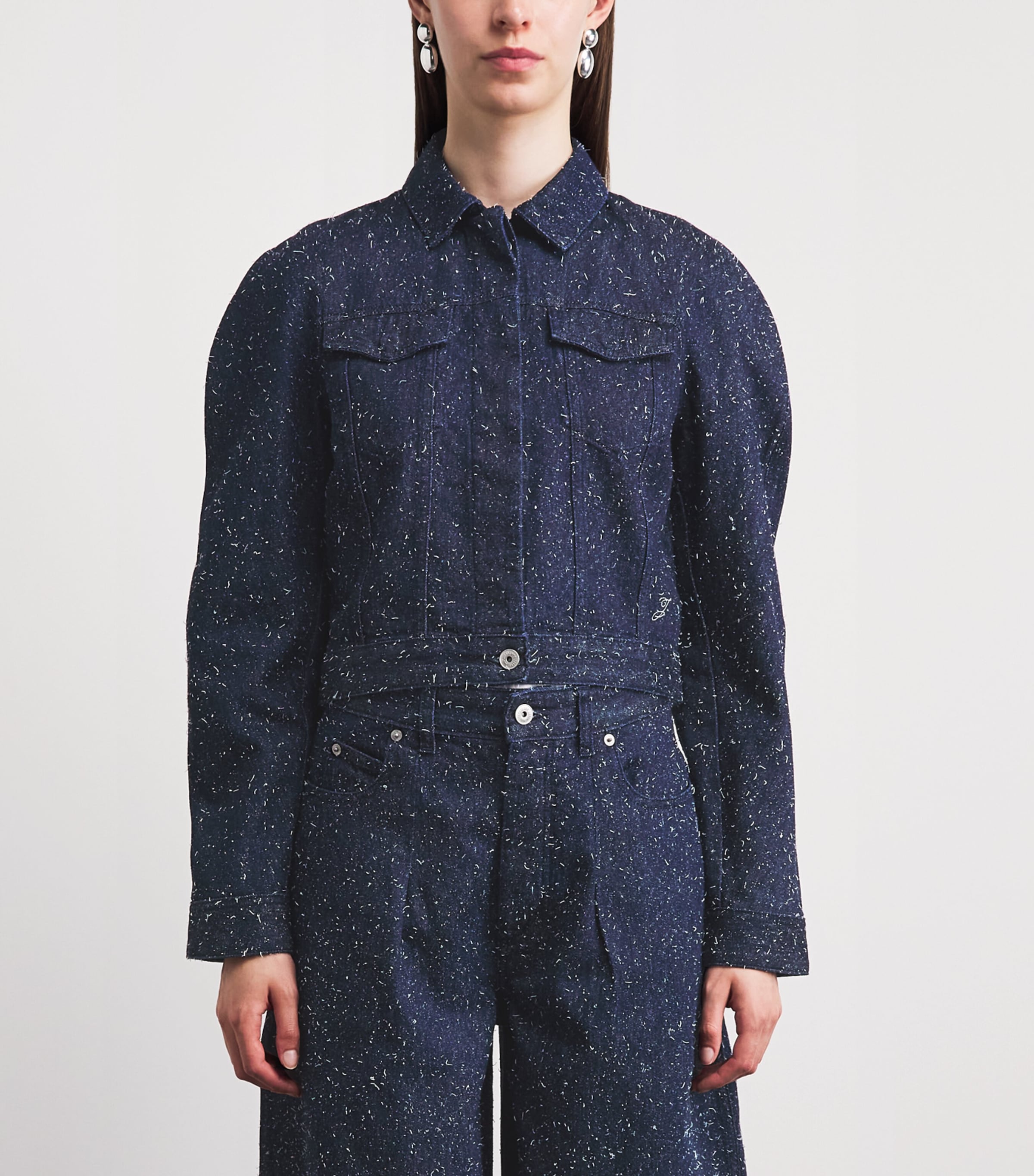 Jacquemus Womens Embroidered Ovalo Denim Jacket Navy Image 4