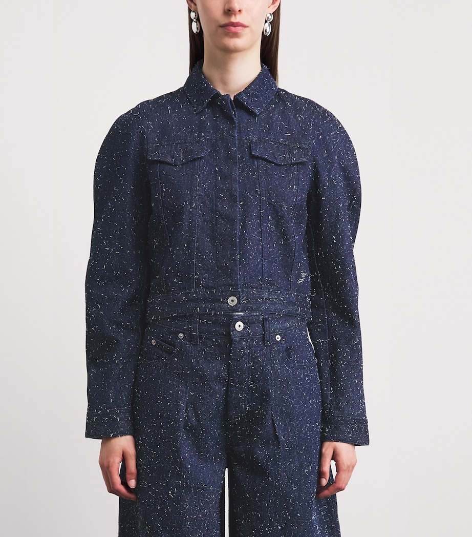 Jacquemus Womens Embroidered Ovalo Denim Jacket Navy Image 4