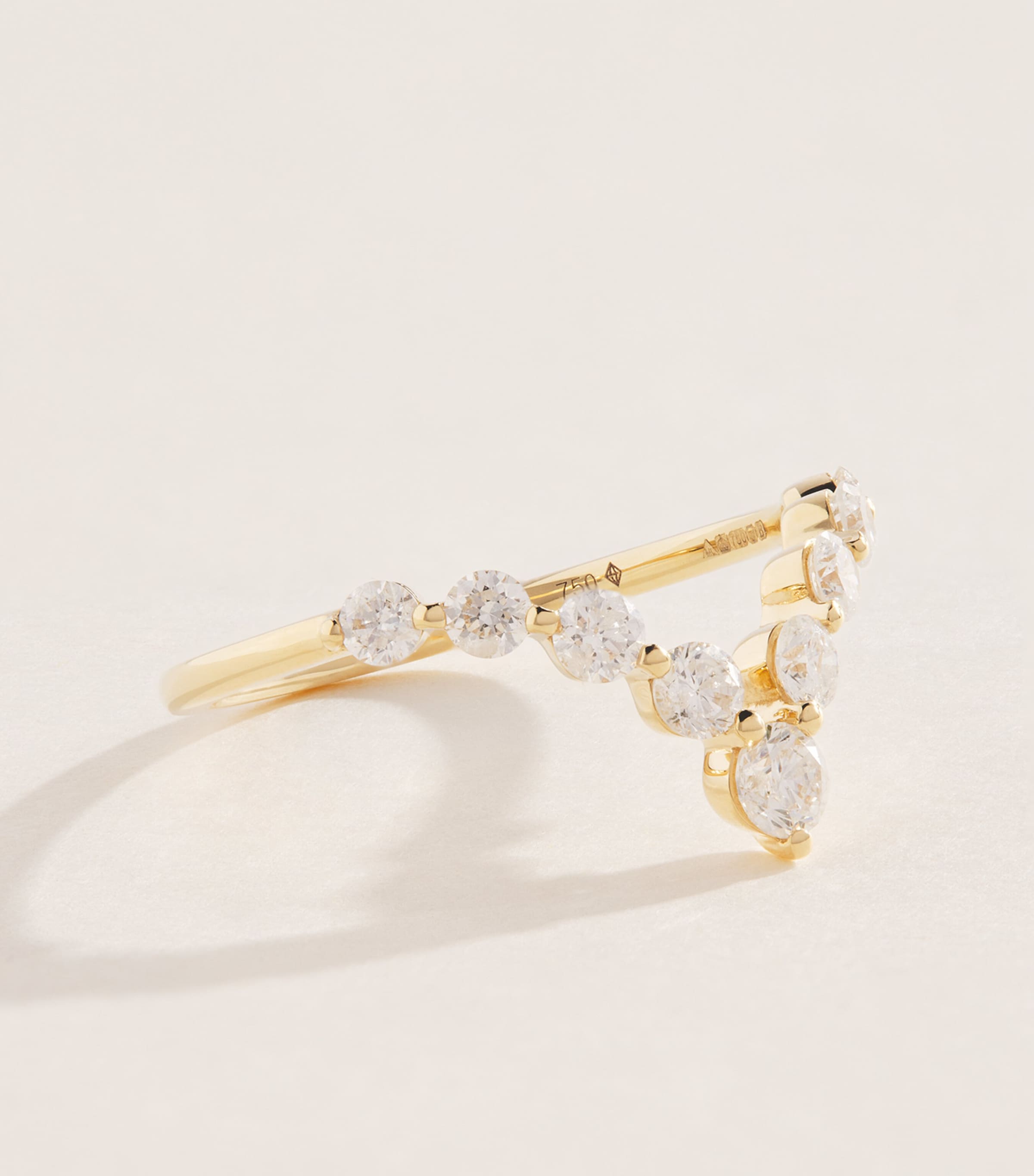 Persée Yellow Gold and Diamond Wave Dome Ring Yellow Gold Image 3