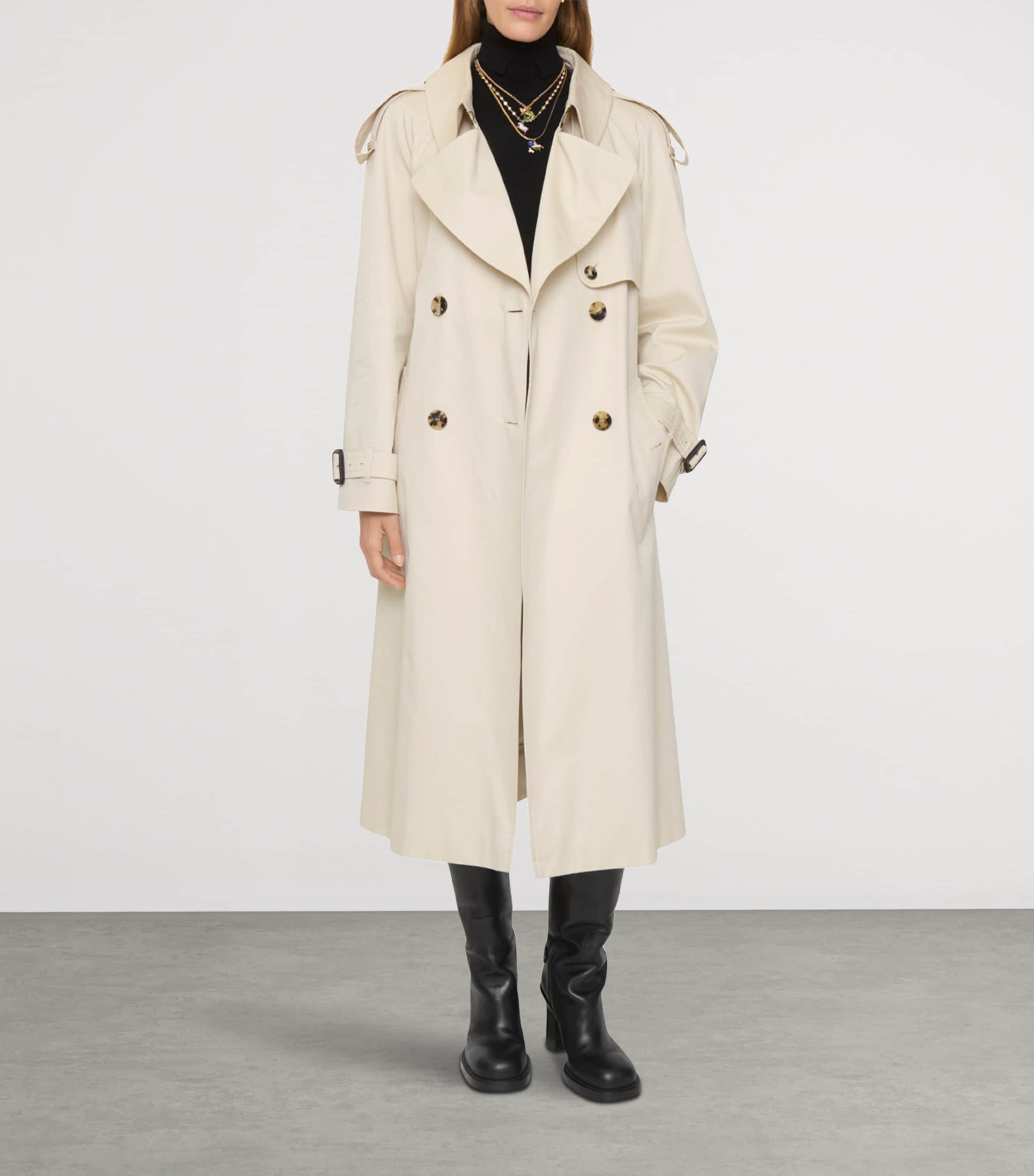 Burberry White Gabardine Fitzrovia Long Trench Coat | Harrods US Burberry White Gabardine Fitzrovia Long Trench Coat | Harrods US
