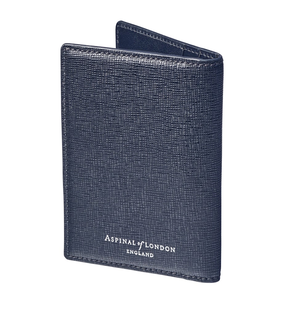 Grained Leather Credit Card Case NAVY Image 4