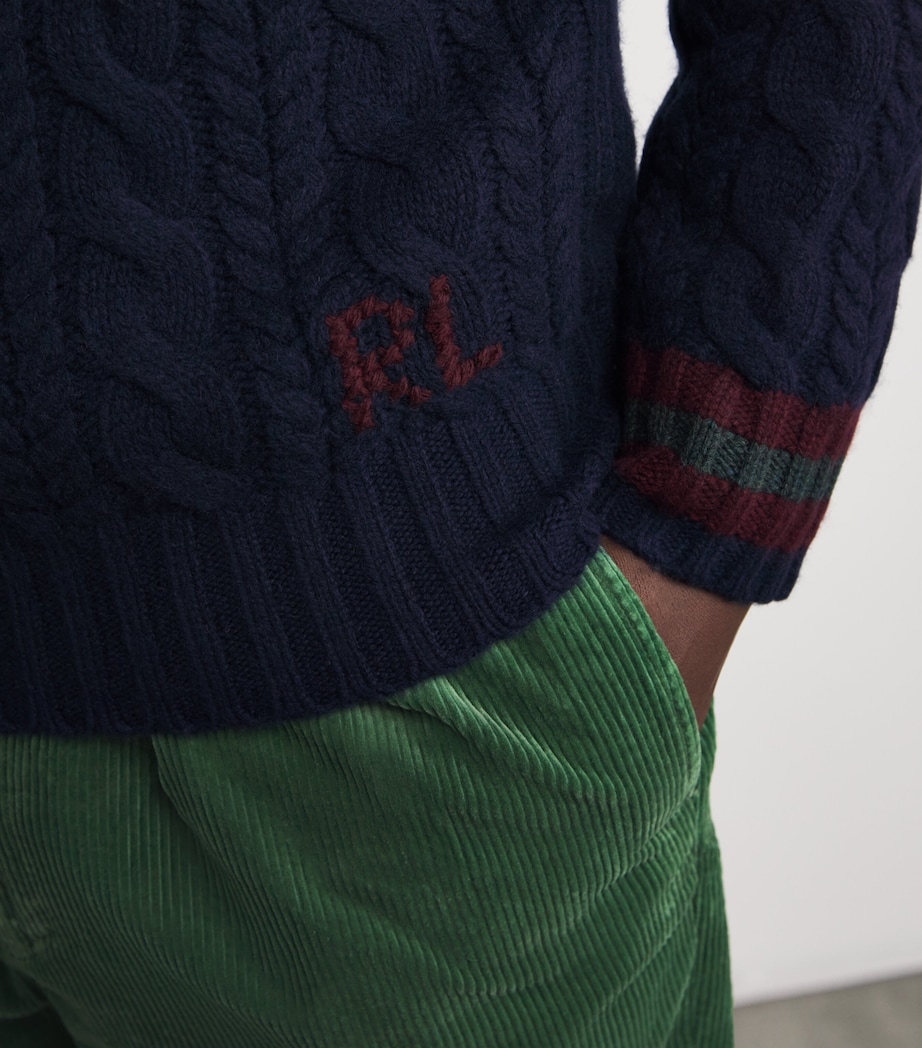 Wool-Cashmere V-Neck Sweater BLUE Image 6