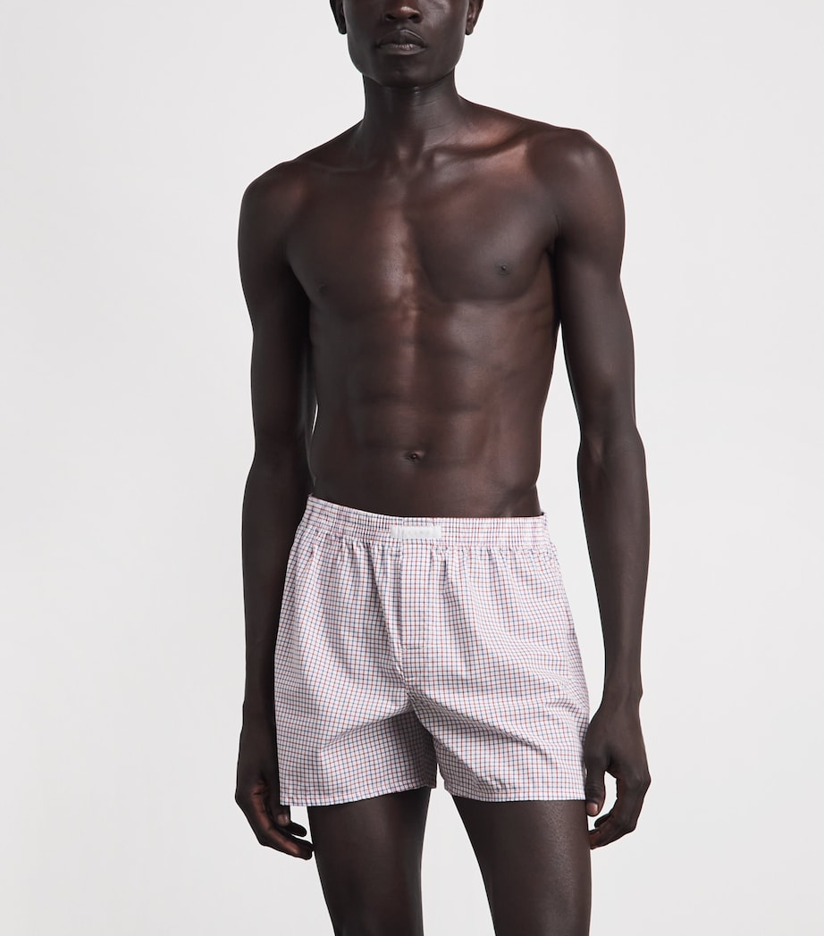 Falke Mens Cotton Check Boxer Shorts Blue Red M Image 2