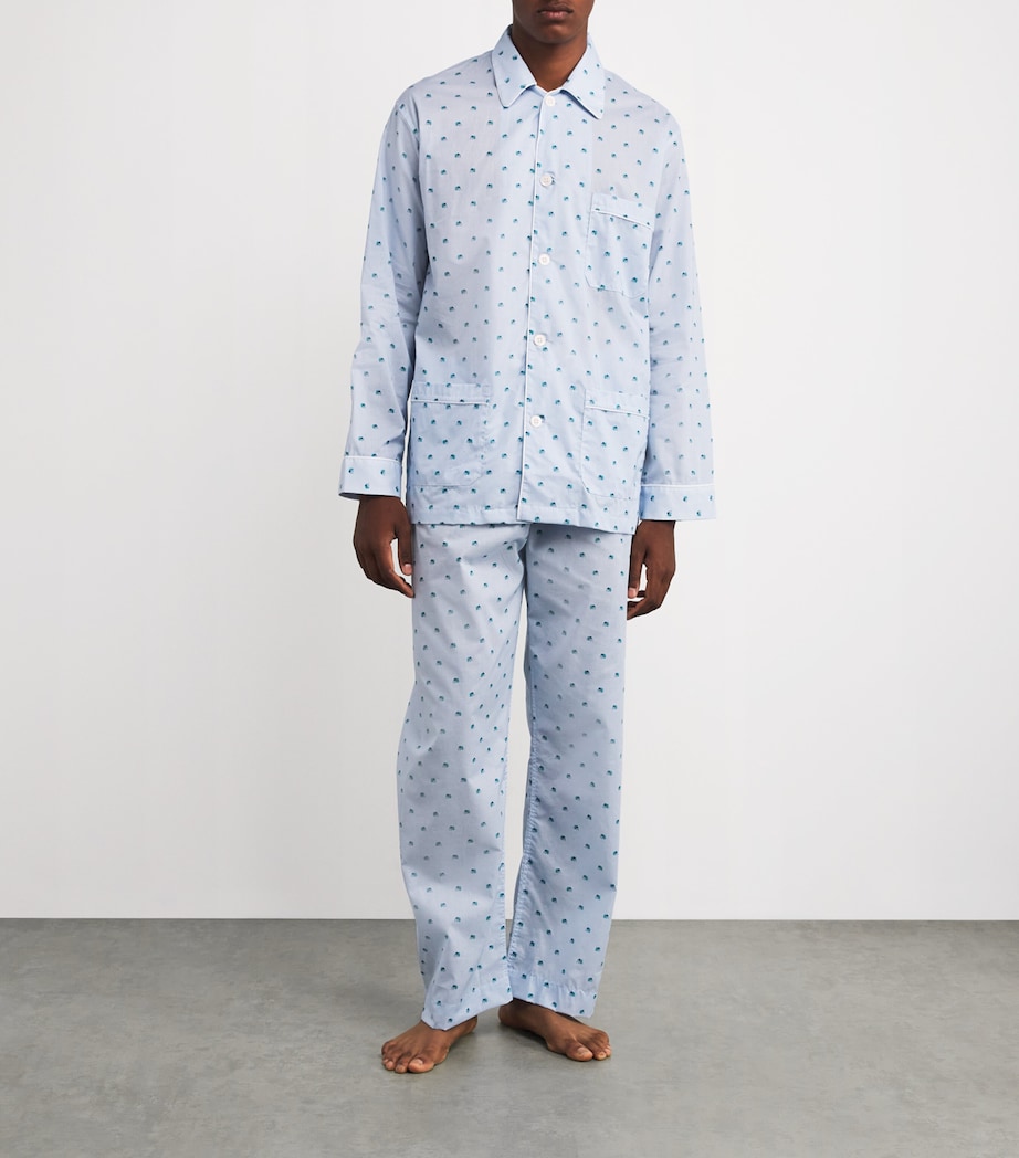 Cotton Elephant Print Pyjama Set BLUE Image 2