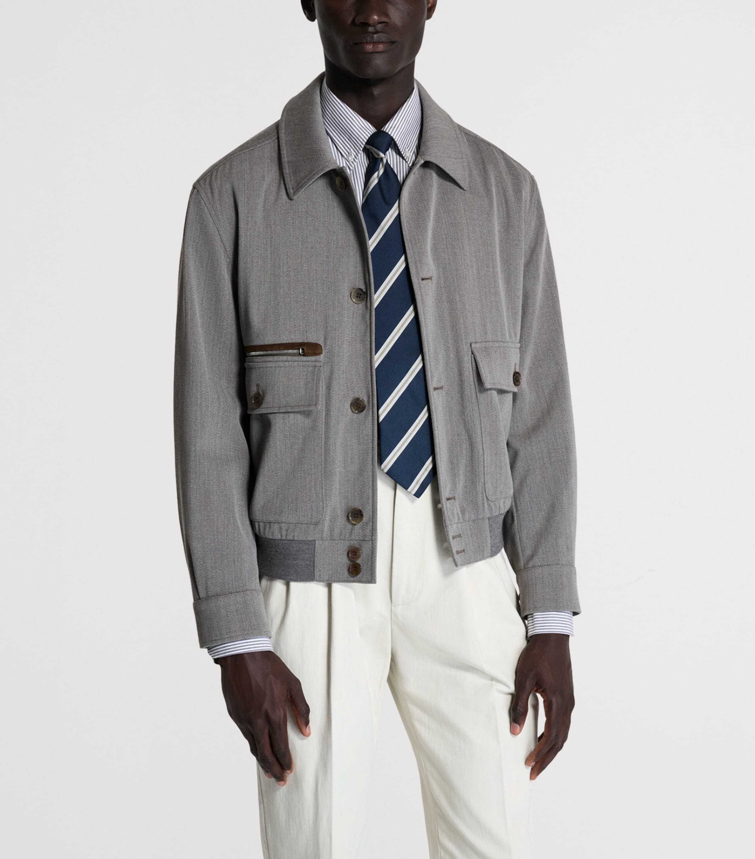 Wool Super 120s Bomber Jacket 256DRAB Image 4