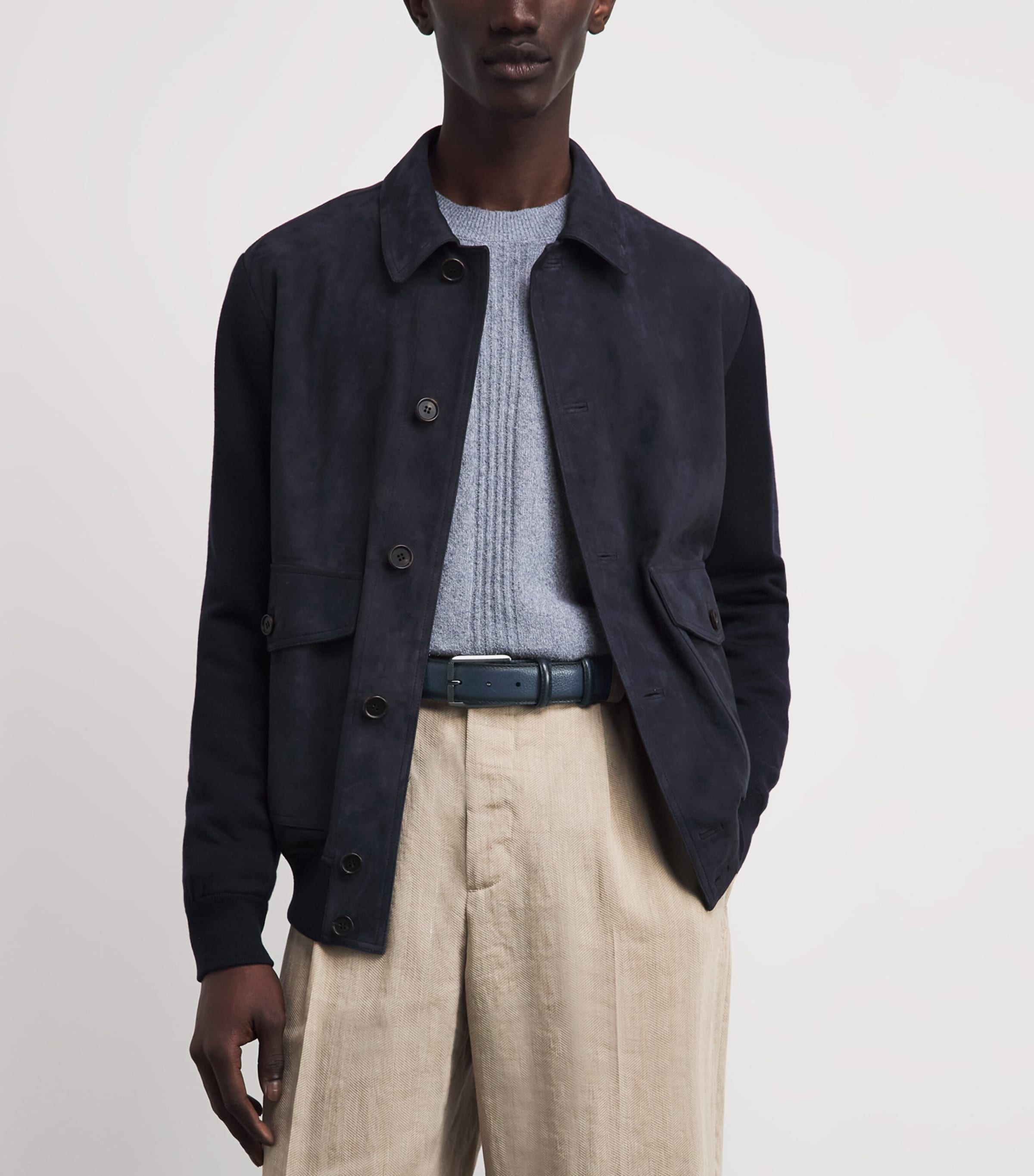 Elliot Rhodes Grained Leather Belt Navy Image 2