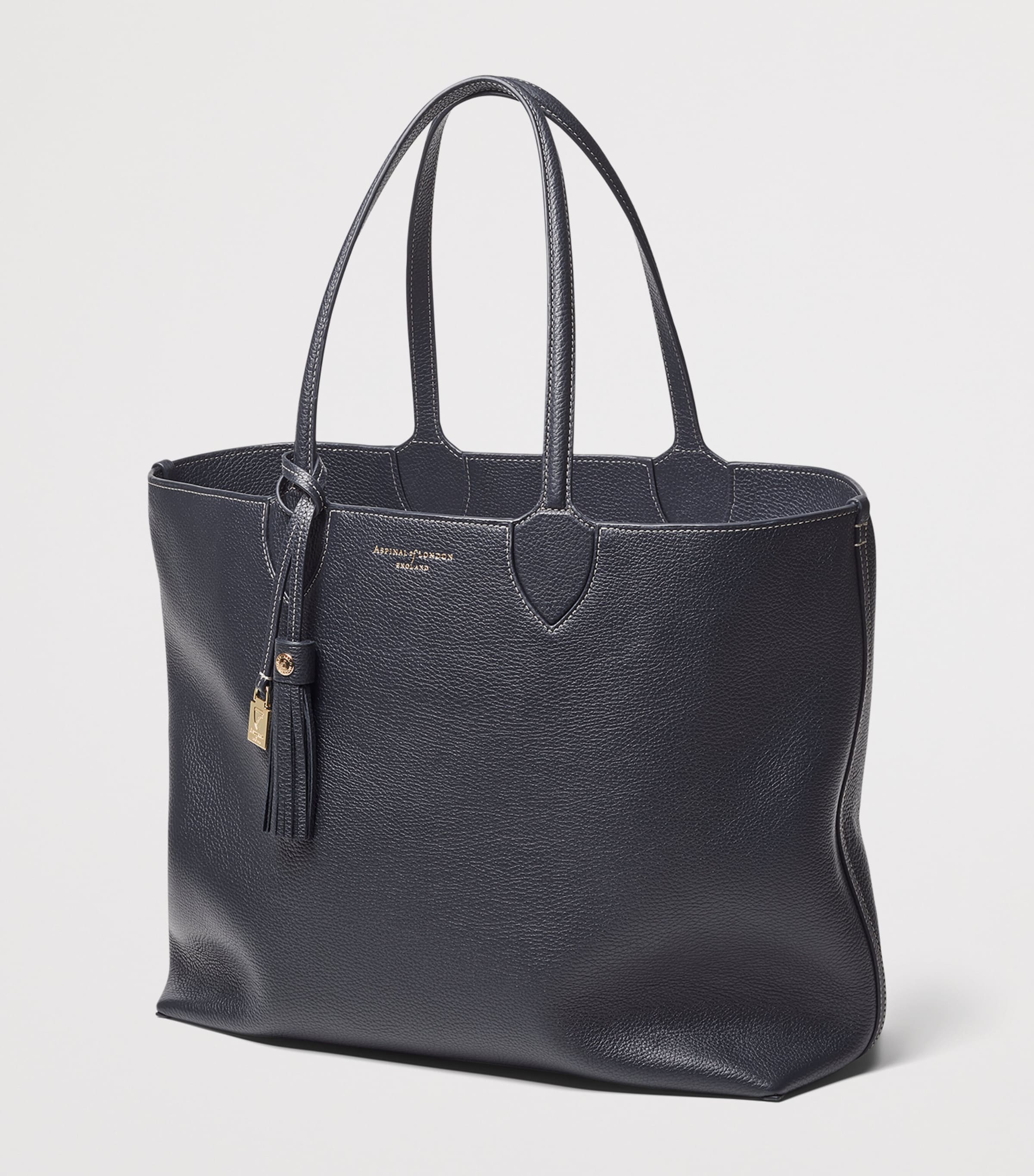 Aspinal Of London Leather Hudson Tote Bag Navy Image 2