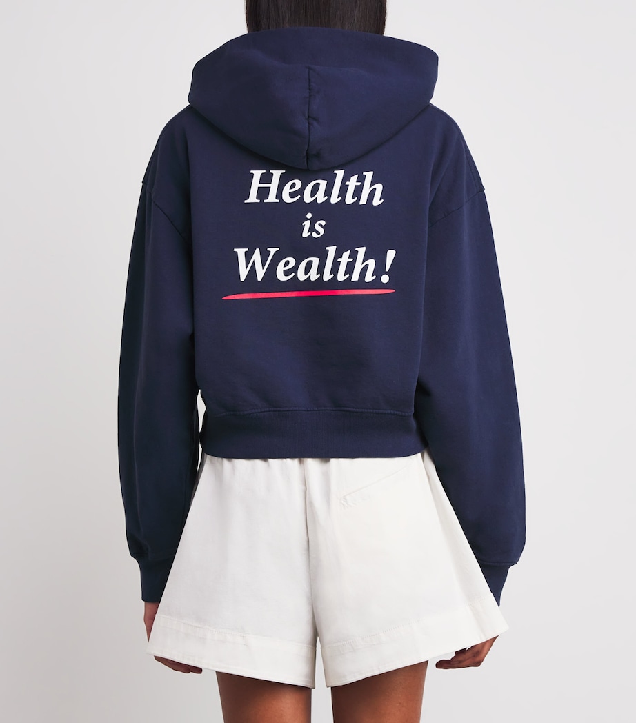 Health Is Wealth Cropped Hoodie DARK NAVY Image 4