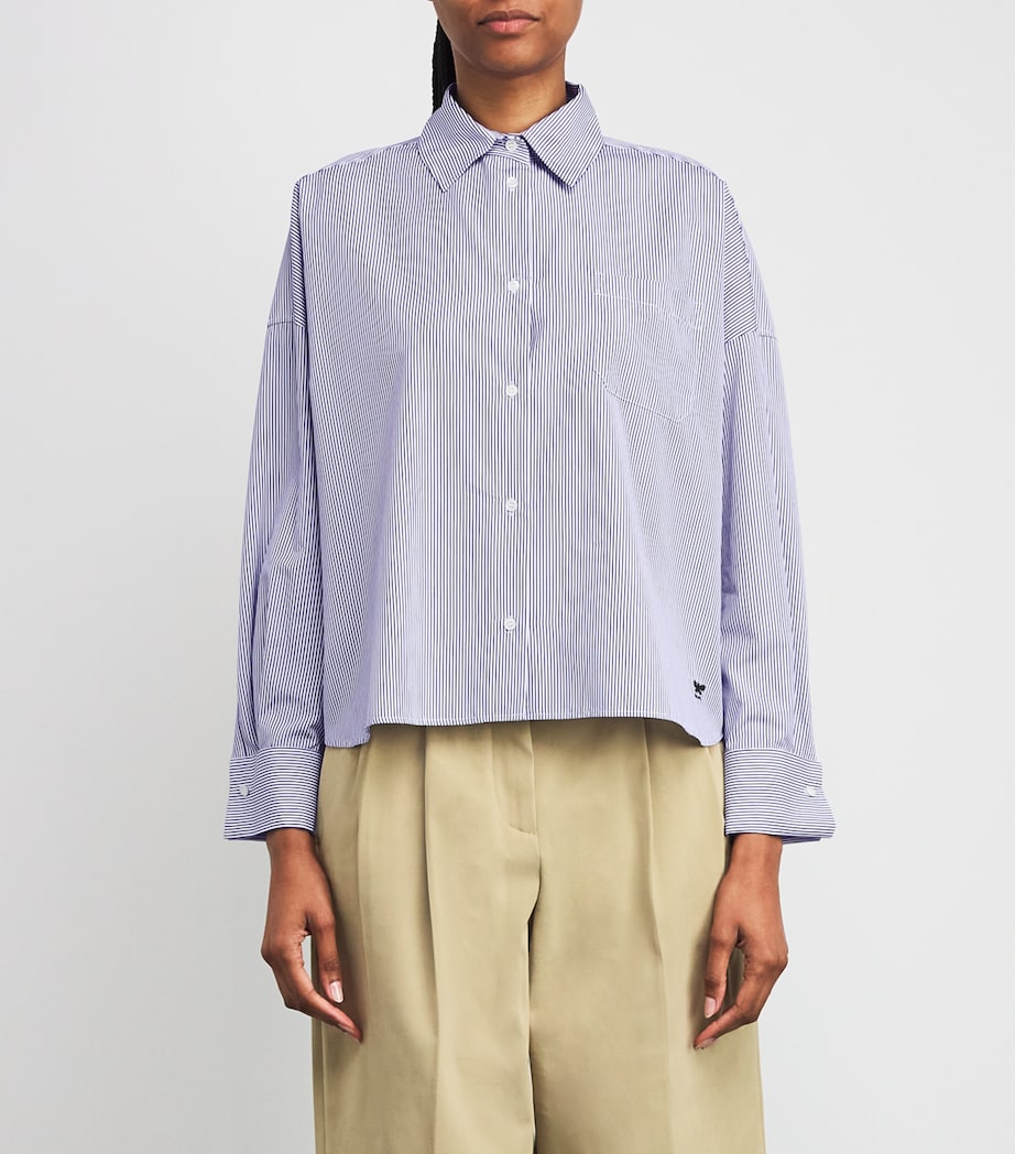 Cotton Poplin Stripe Shirt NAVY Image 3