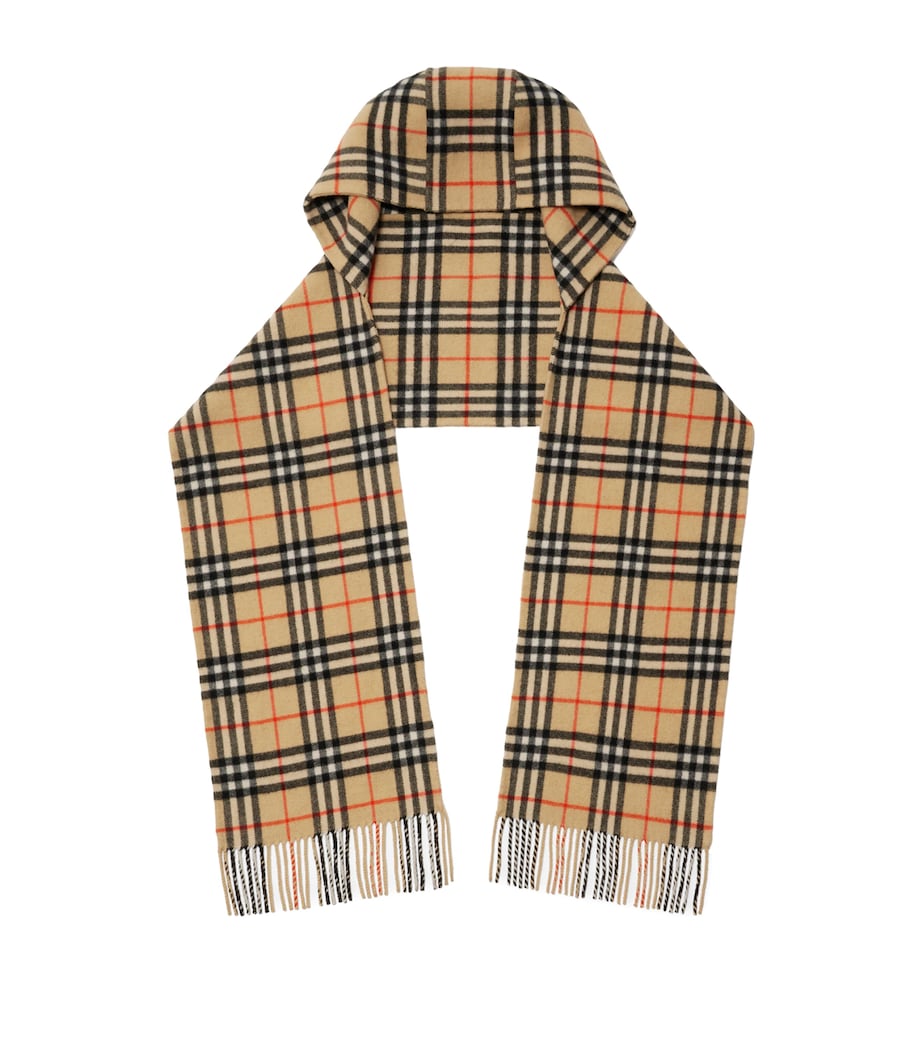 Cashmere Check Hooded Scarf SAND Image 1