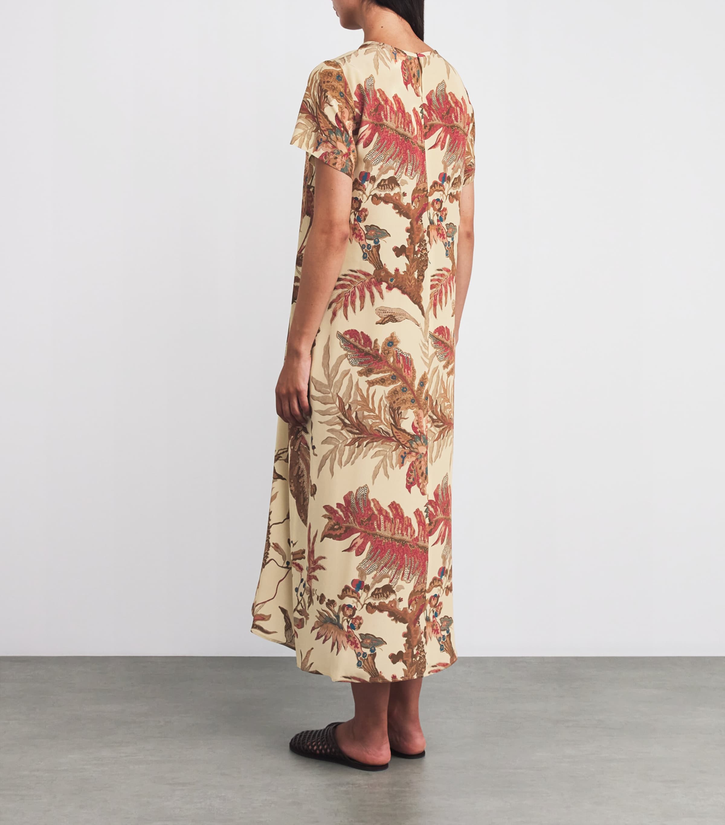 Silk Floral Maxi Dress BEIGE Image 3