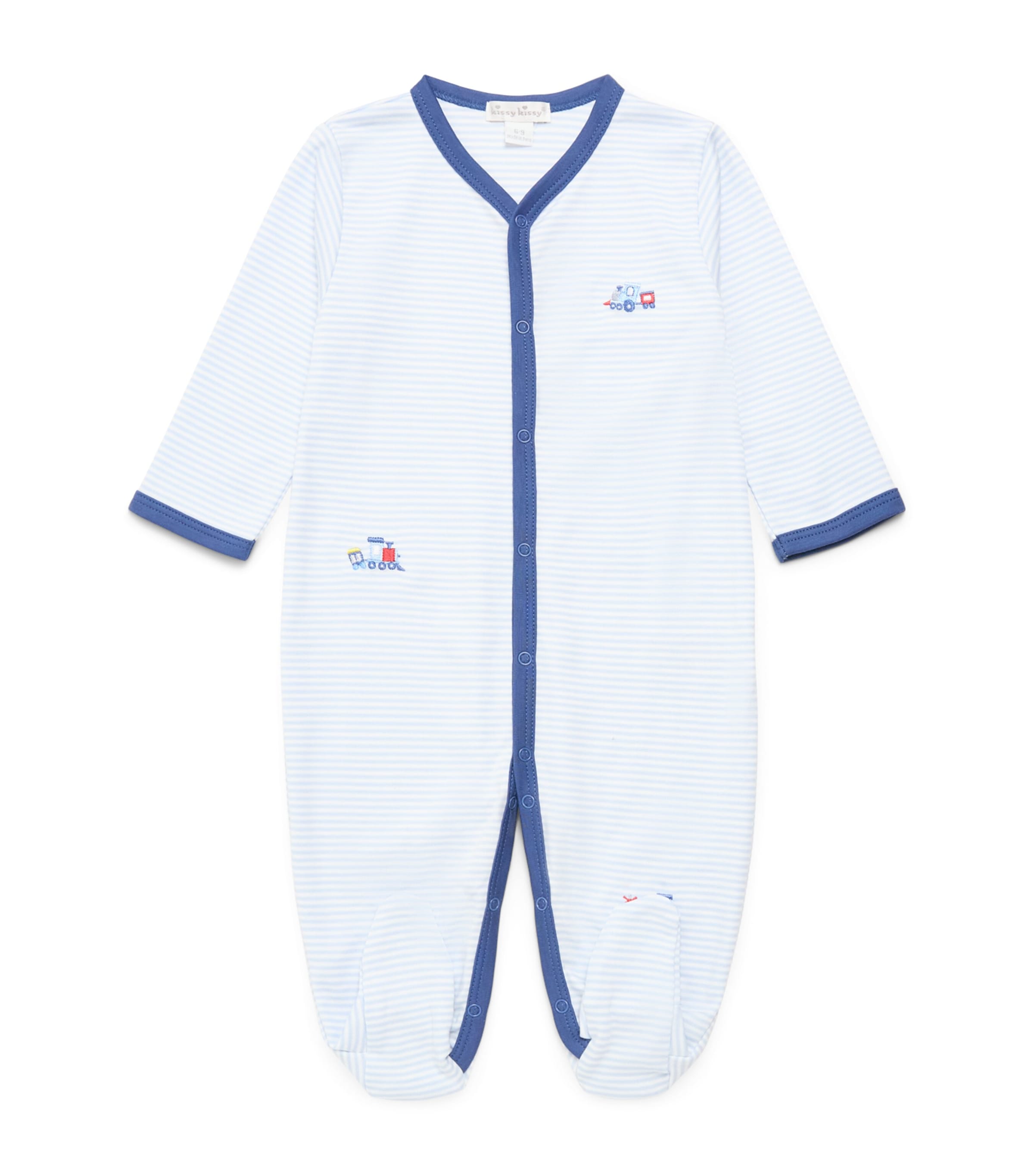 Kissy Kissy Pima Cotton Stripe All-In-One (9 Months) Light Blue Image 1