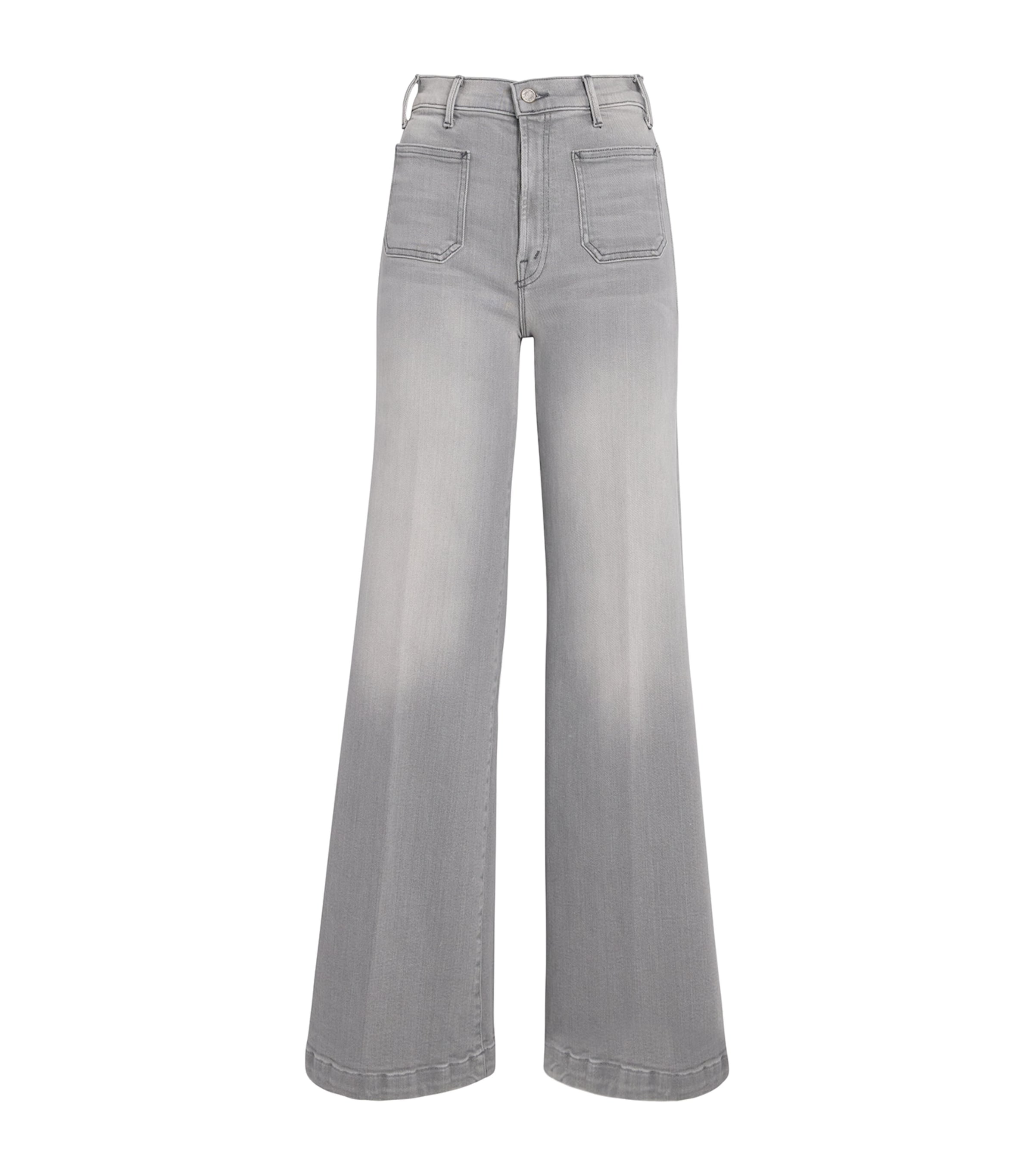 Mother The Hustler Roller Sneak Jeans In Grey
