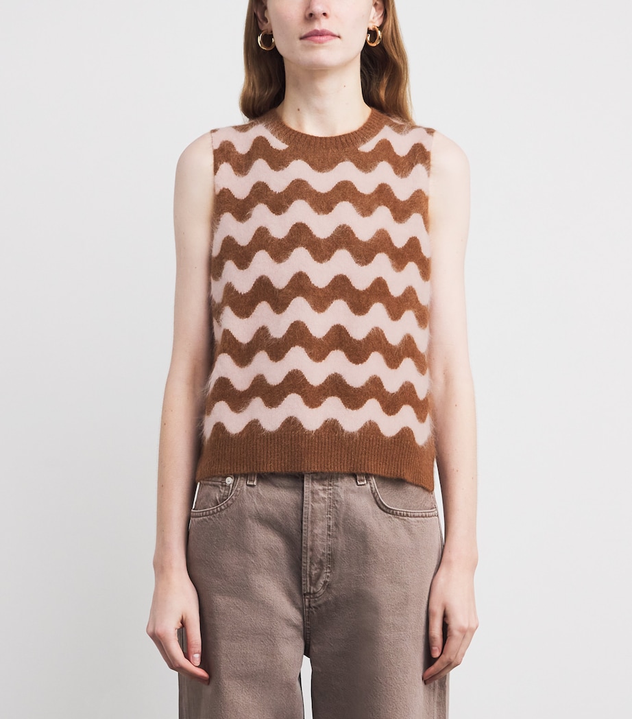 Brushed Cashmere Stripe Sweater Vest CARAMEL/SMOKE PINK Image 3