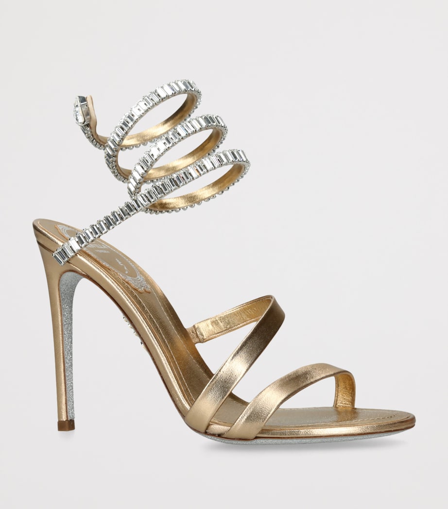 Leather Embellished Crystal Sandals 105 GOLD Image 3