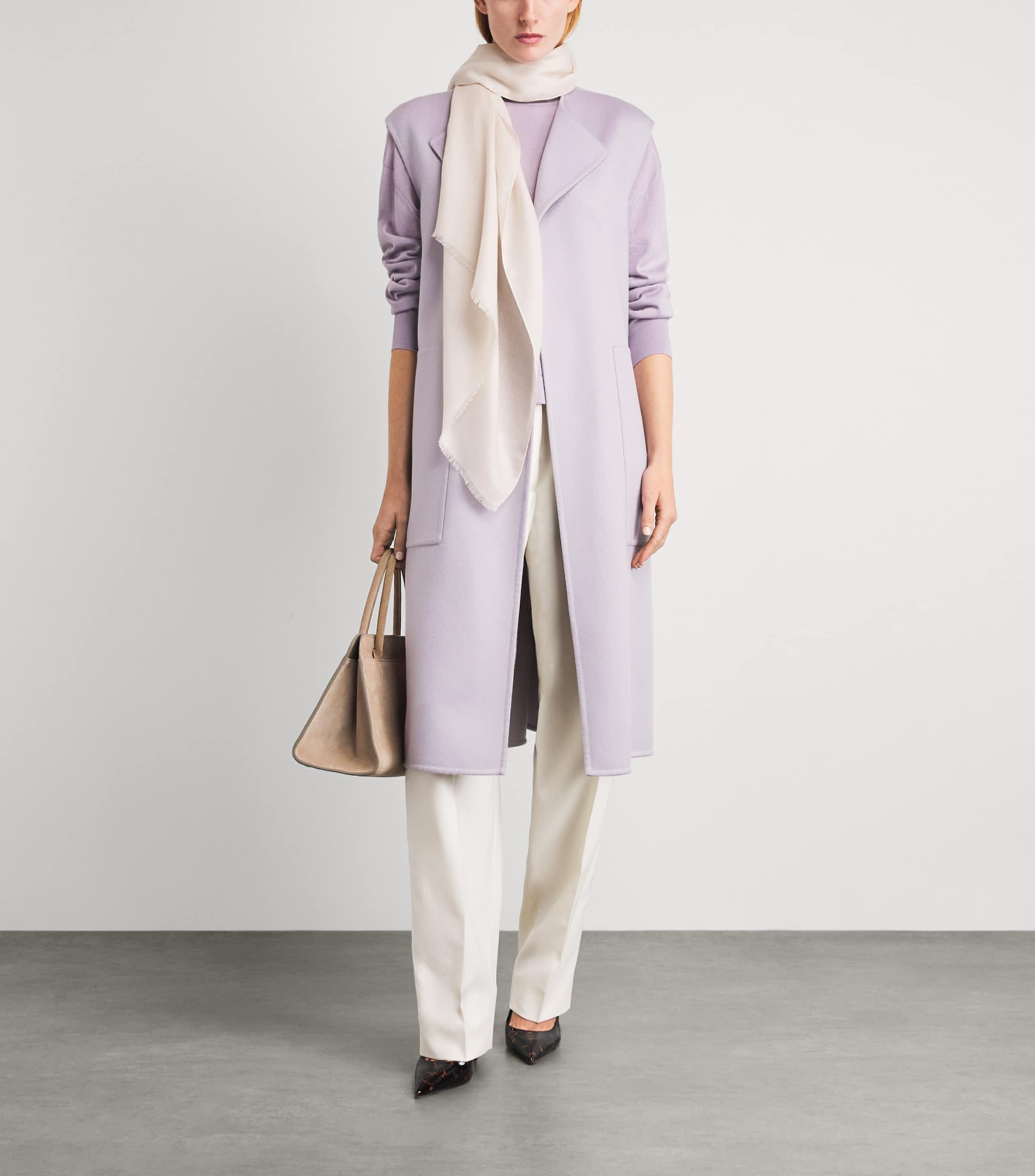 Agnona Womens Cashmere Belted Coat Lilac Mauve Image 2
