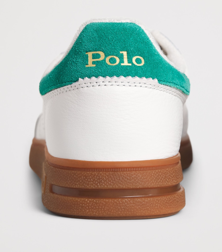 Polo Ralph Lauren Leather Bedford Sneakers Dckwash Wht/erin Grn Image 6