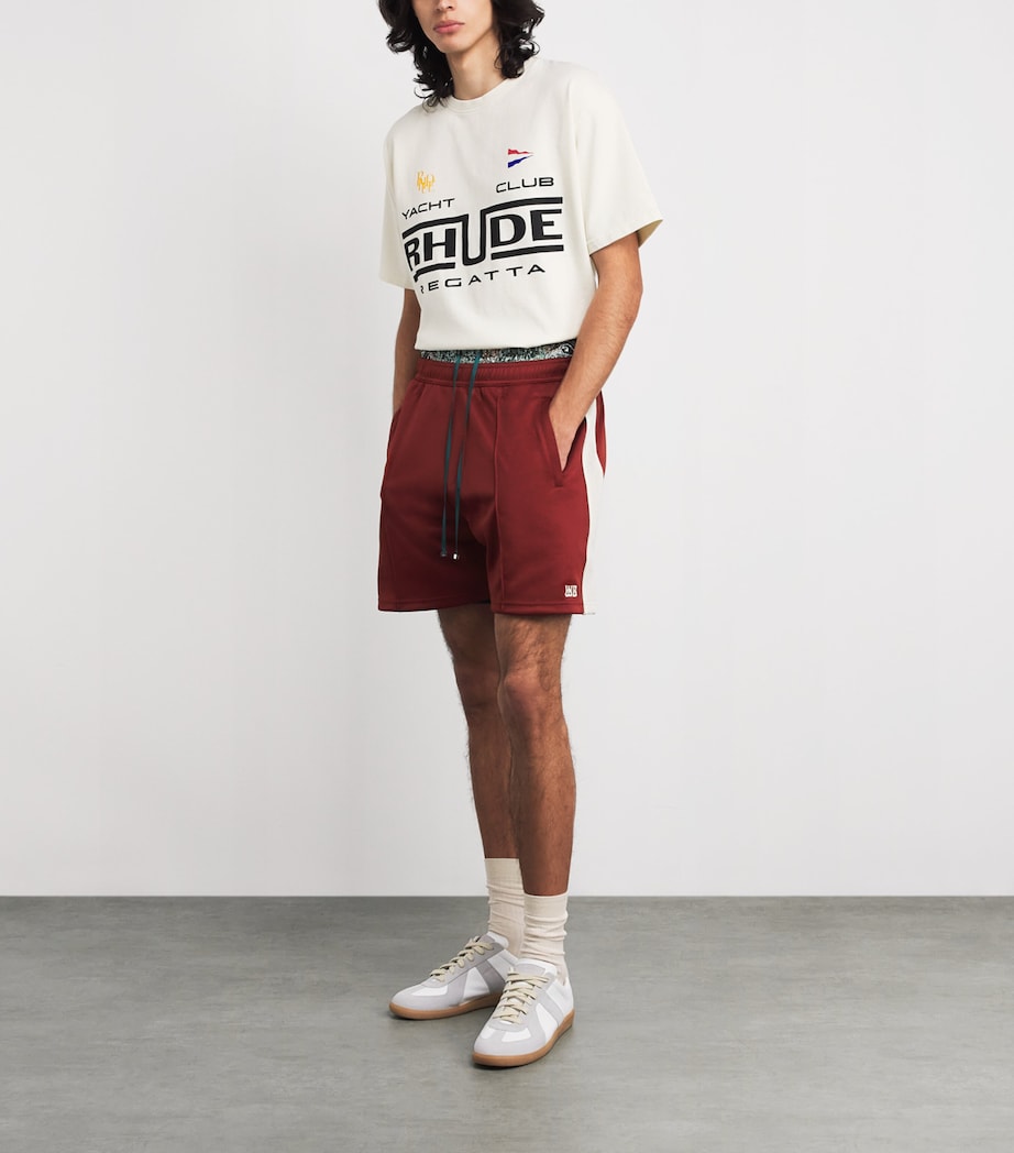 Rhude Mens Cotton Yacht Club T-Shirt White/ Blk/ Grn Image 2