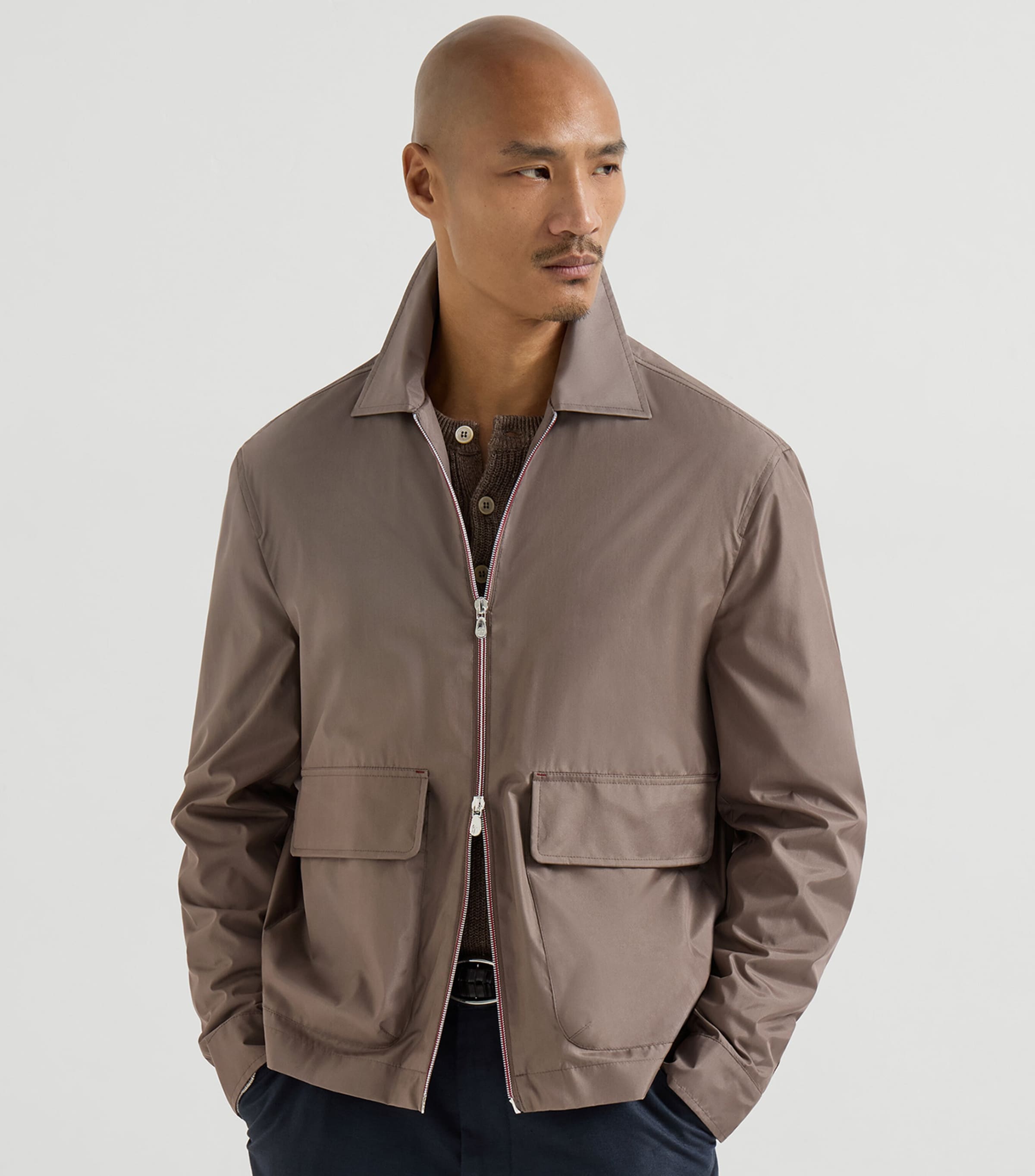 Brunello Cucinelli Mens Silk-Blend Water-Resistant Jacket Image 2