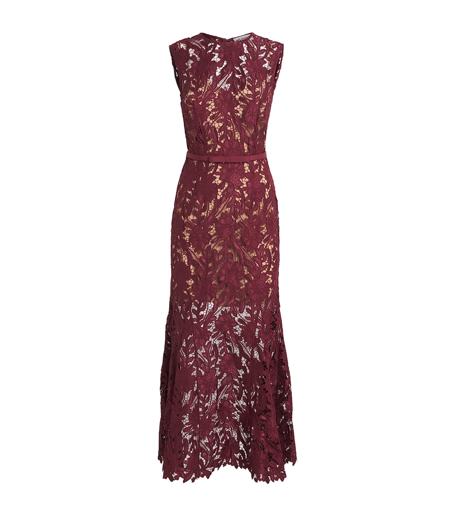 Guipure Lace Midi Dress BURGUNDY Image 1