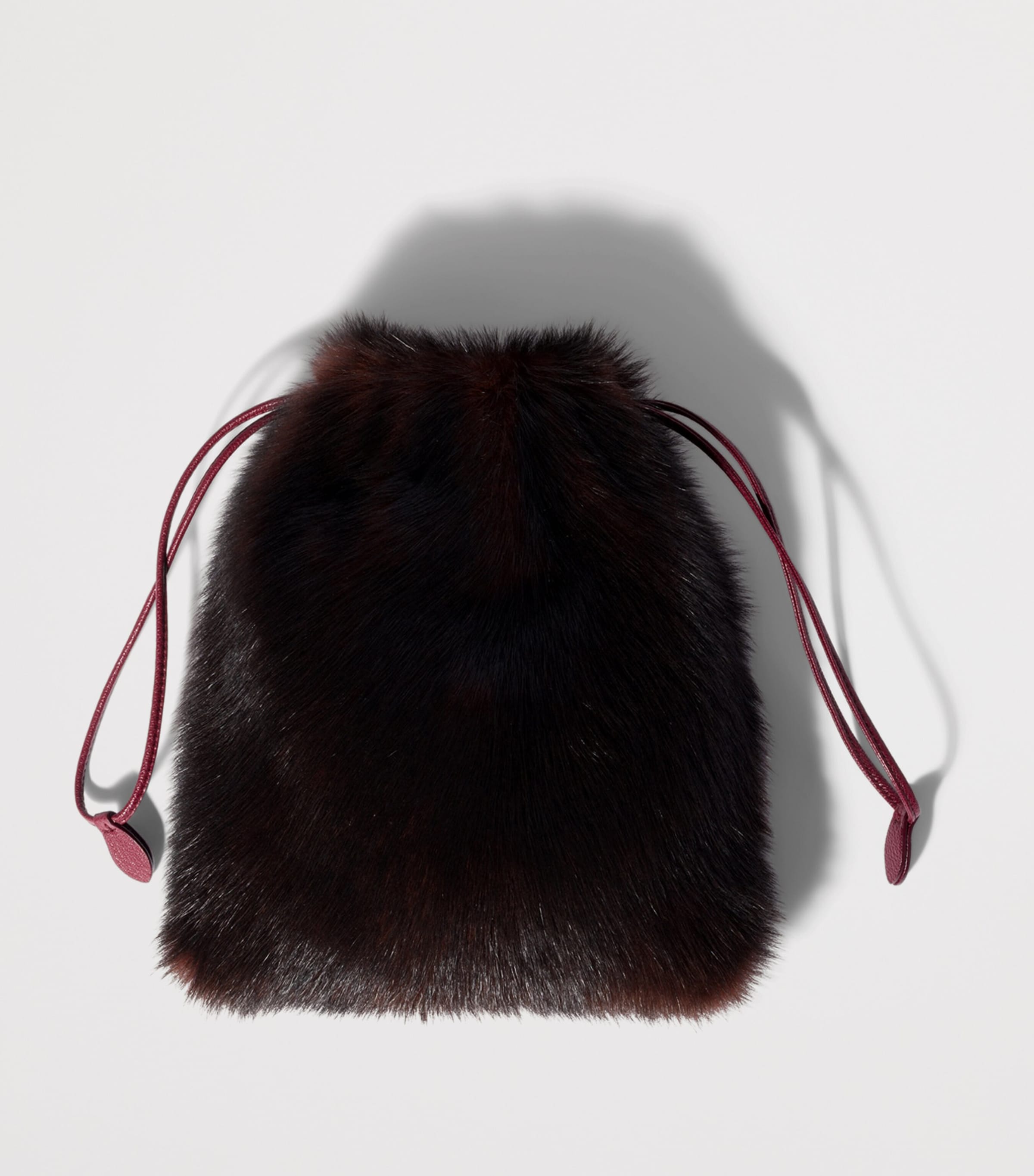 Miu Miu Shearling Drawstring Pouch Brown Image 4