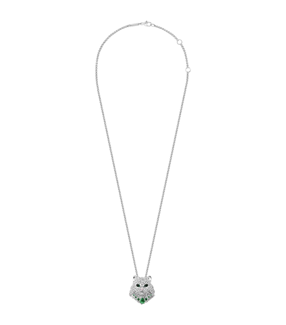 White Gold and Diamond Wladimir the Cat Necklace WHITE Image 1