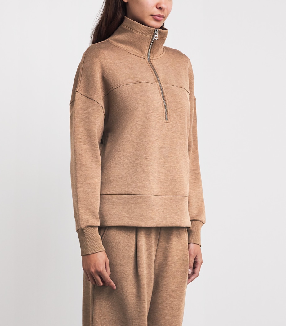 Varley Womens DoubleSoft Kayleigh Half-Zip Sweatshirt Golden Bronze Marl Image 4