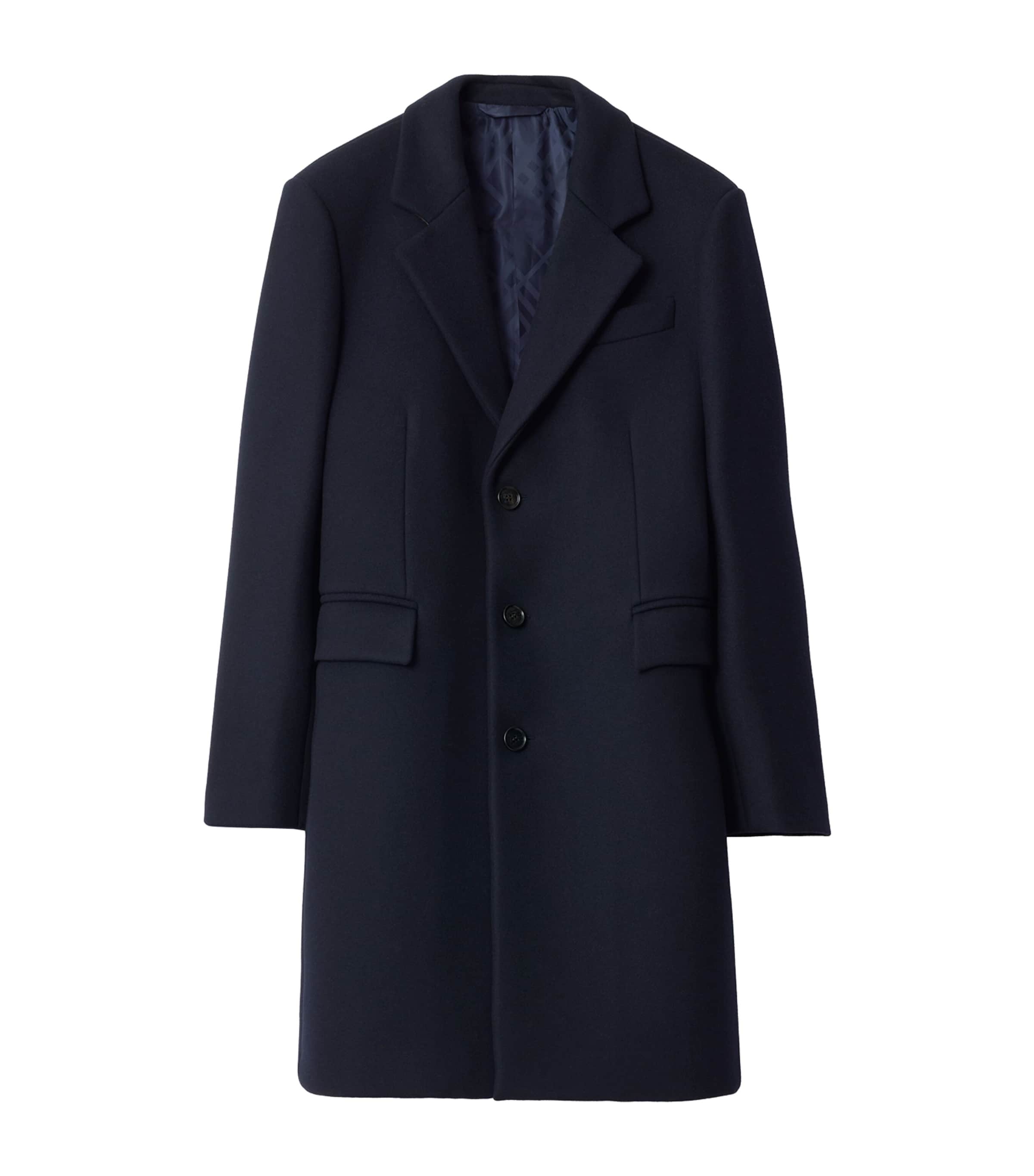 Burberry Mens Wool Tailored Coat Navy Image 1
