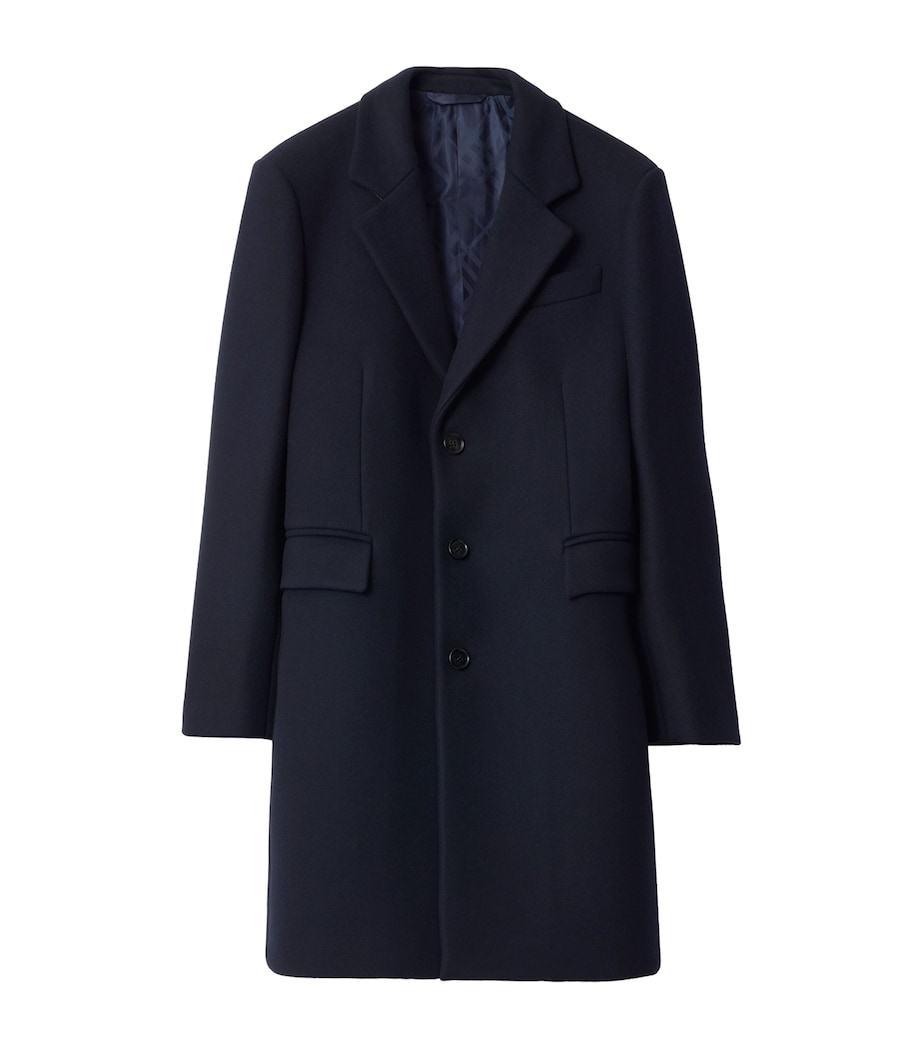 Burberry Mens Wool Tailored Coat Navy Image 1