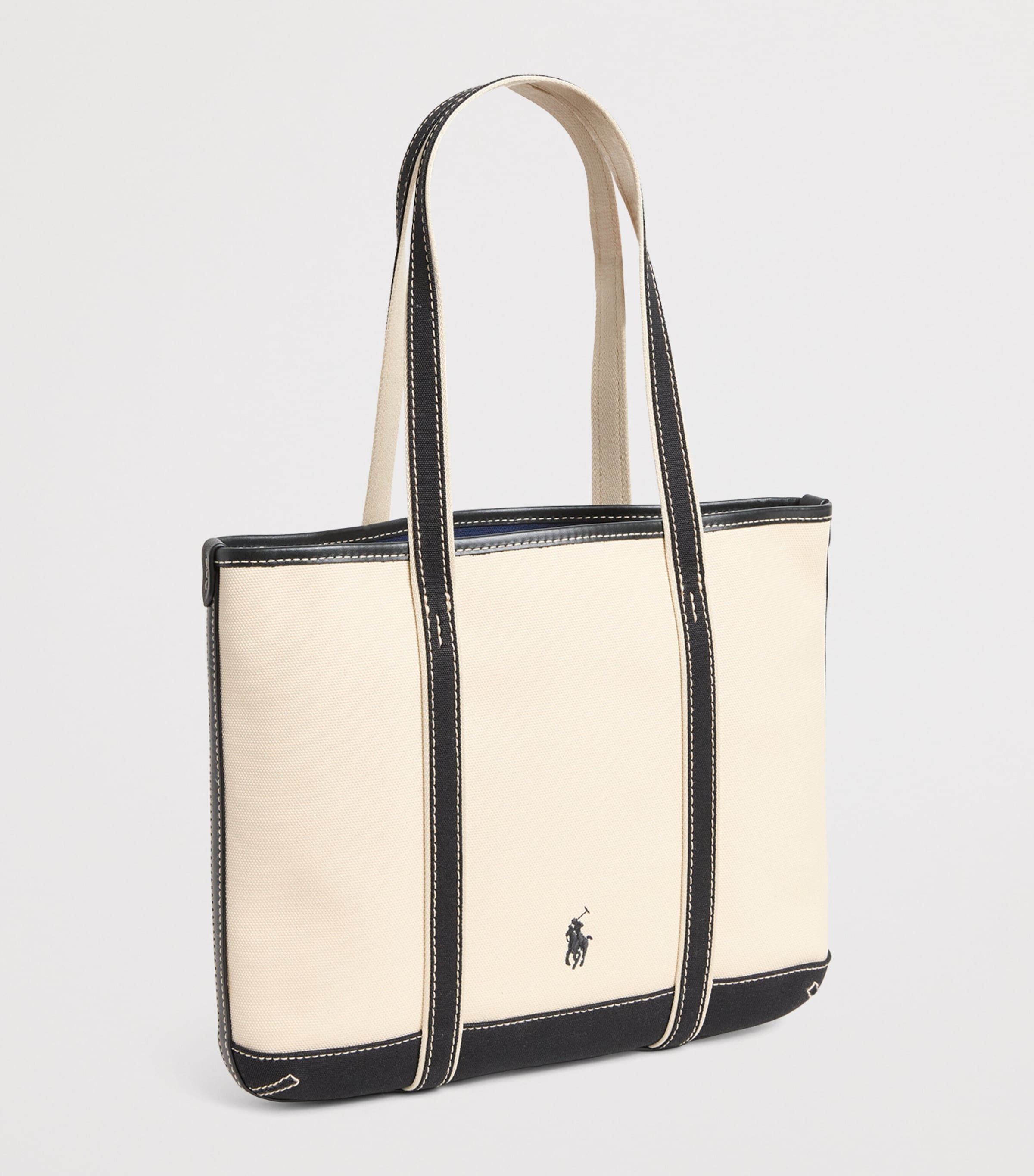 Small Canvas Polo Bear Tote Bag ECRU/BLACK Image 3