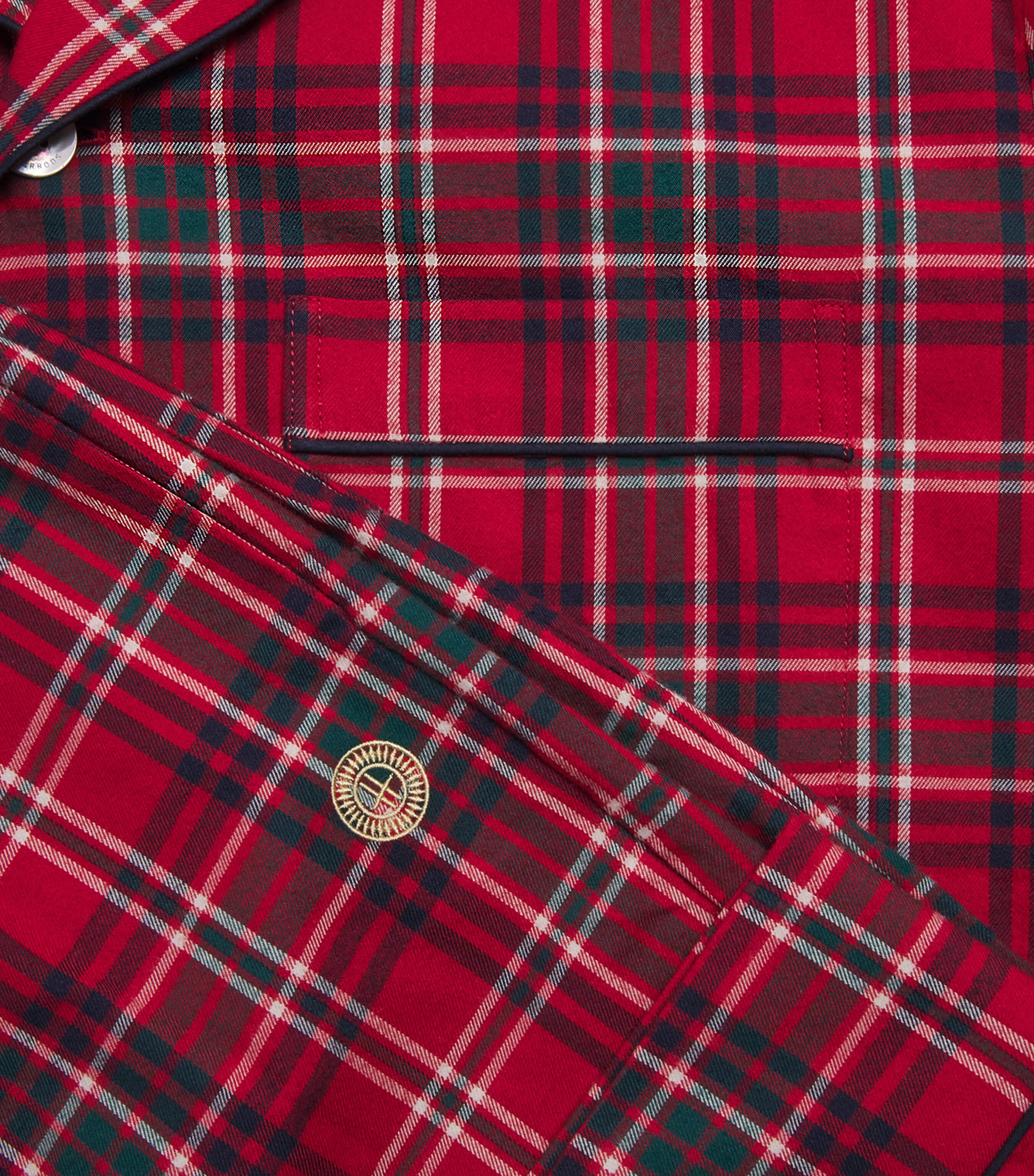 Harrods Mens Cotton Tartan Pyjama Set Red Image 5