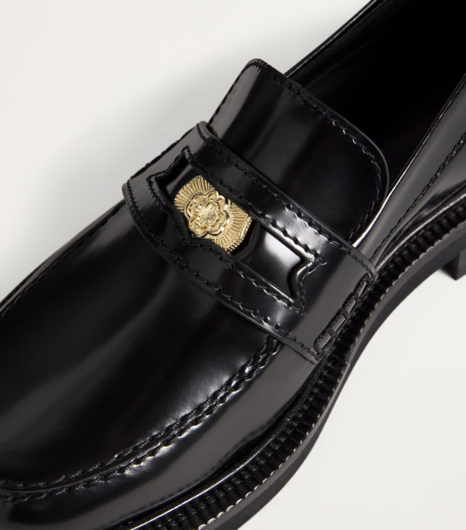Leather Penny Loafers BLACK Image 5