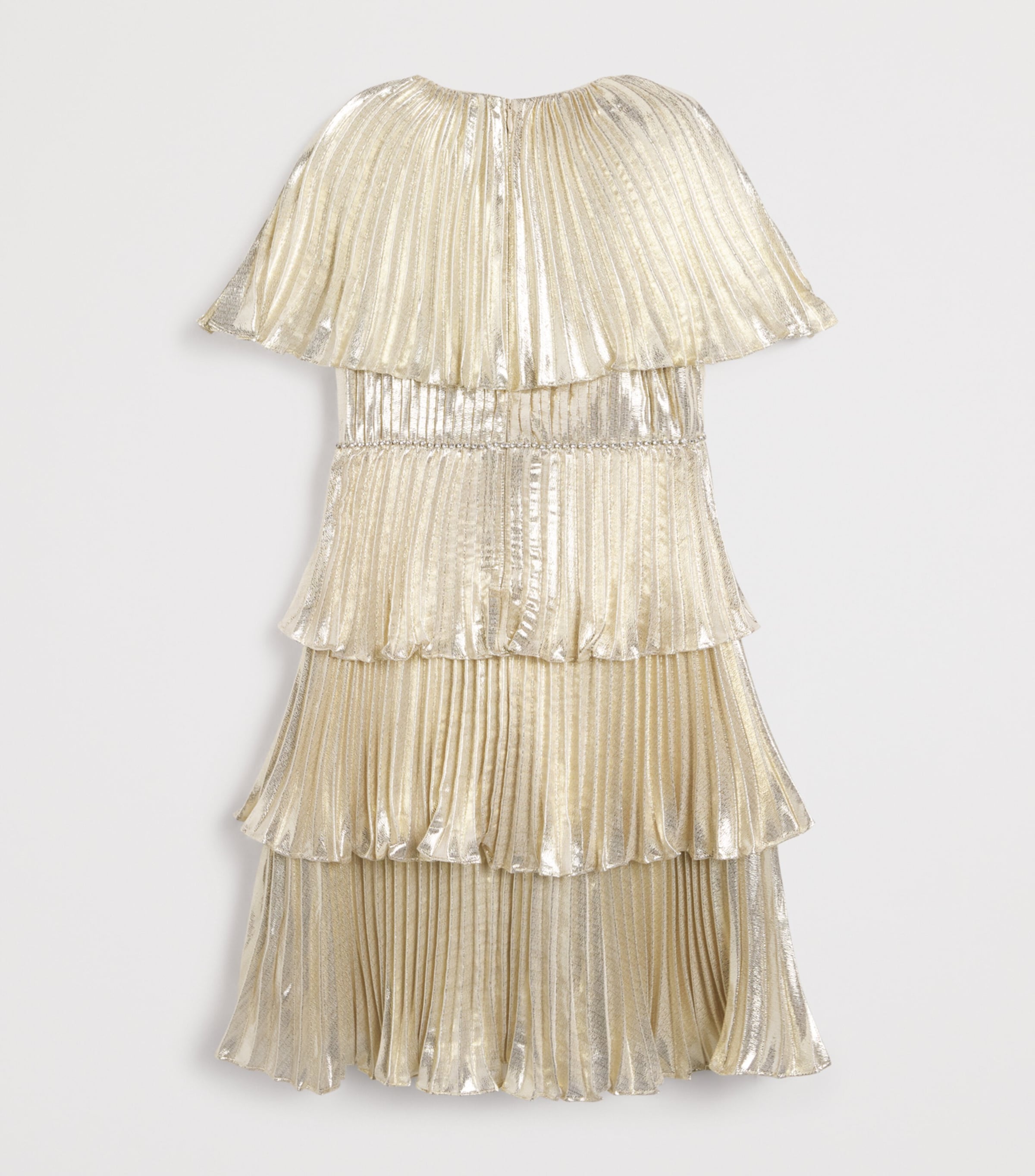 Self-Portrait Kids Metallic Tiered Cape Dress (3-12 Years) Champagne Image 2