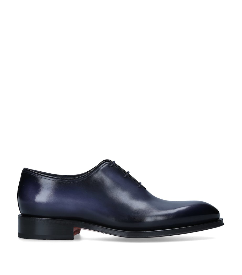 Santoni Leather Patina Wholecut Oxford Shoes Navy Image 3