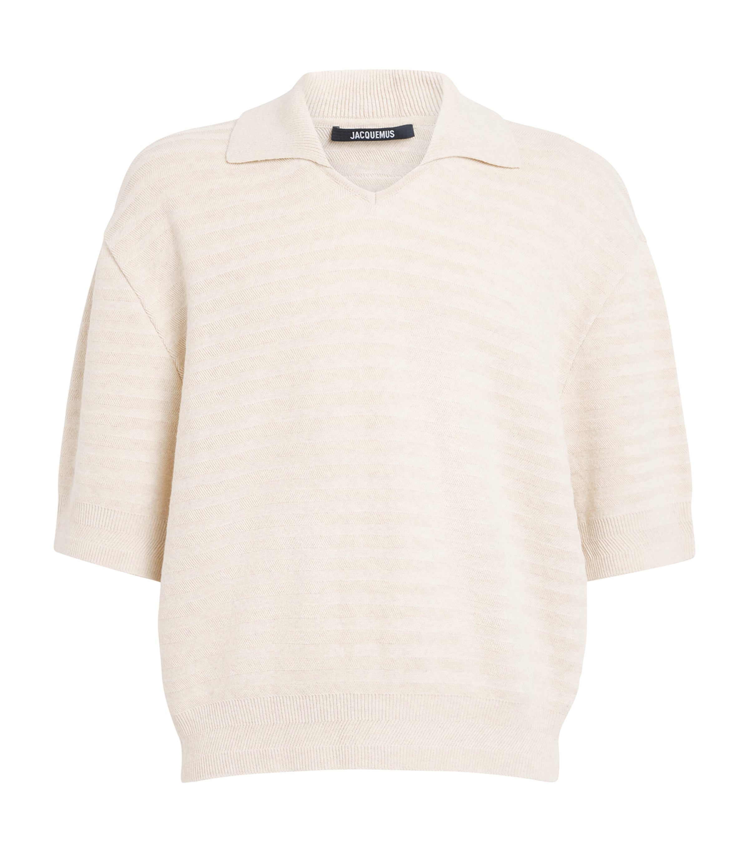 Jacquemus Mens Cotton-Silk Polo Shirt Light Beige Image 1