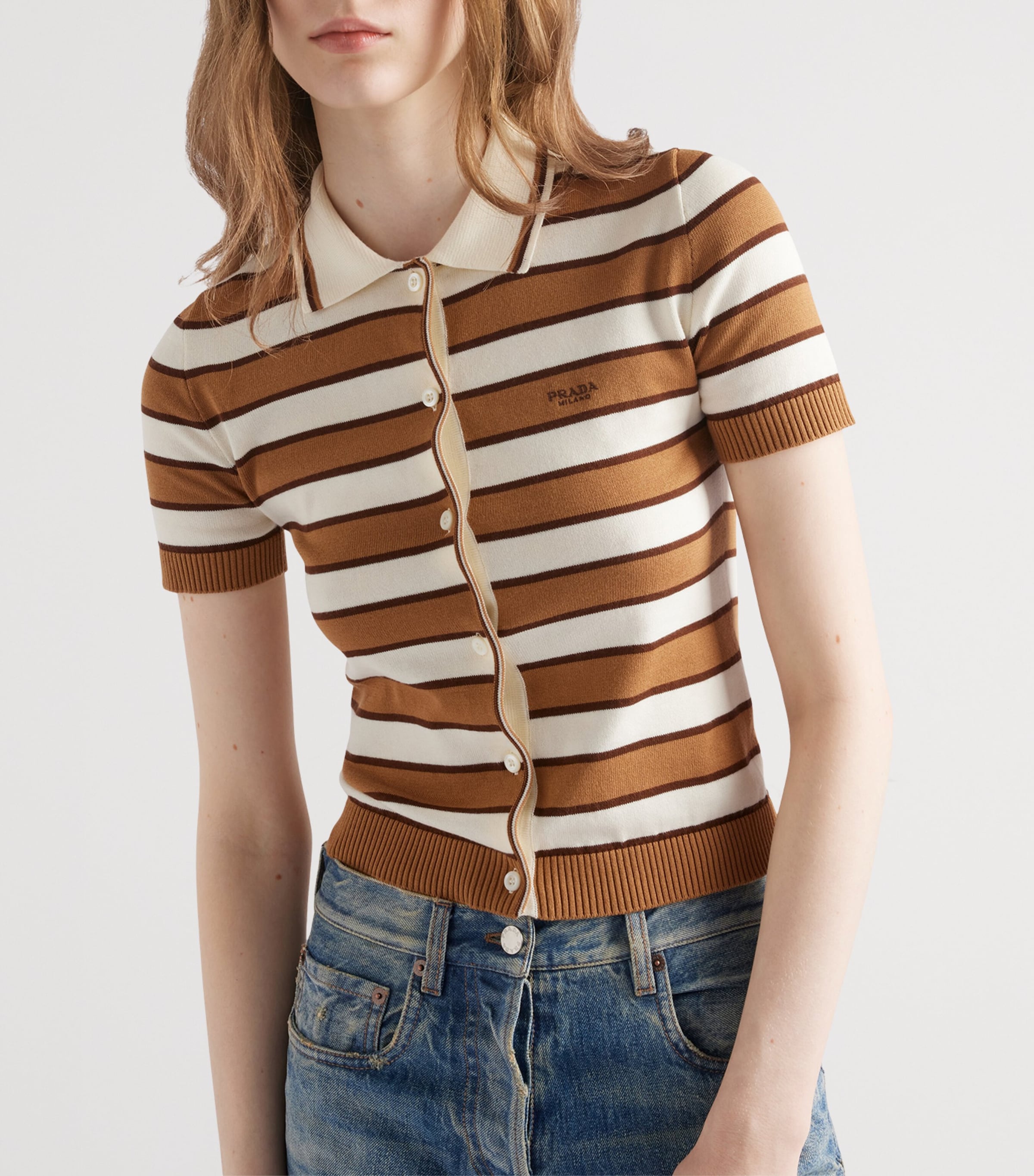 Cotton Stripe Cardigan F0BH2 Image 4