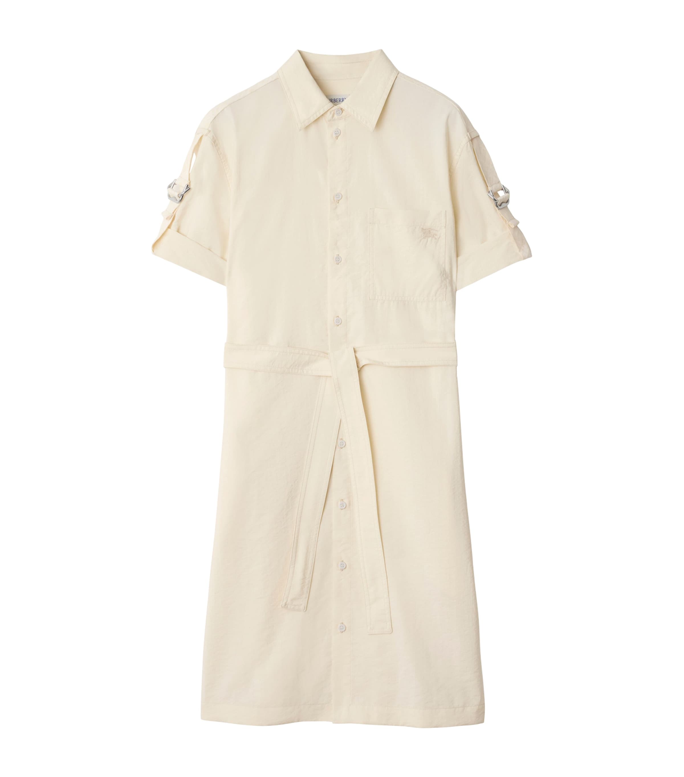 Burberry Ekd Short-sleeve Belted Shirtdress In White