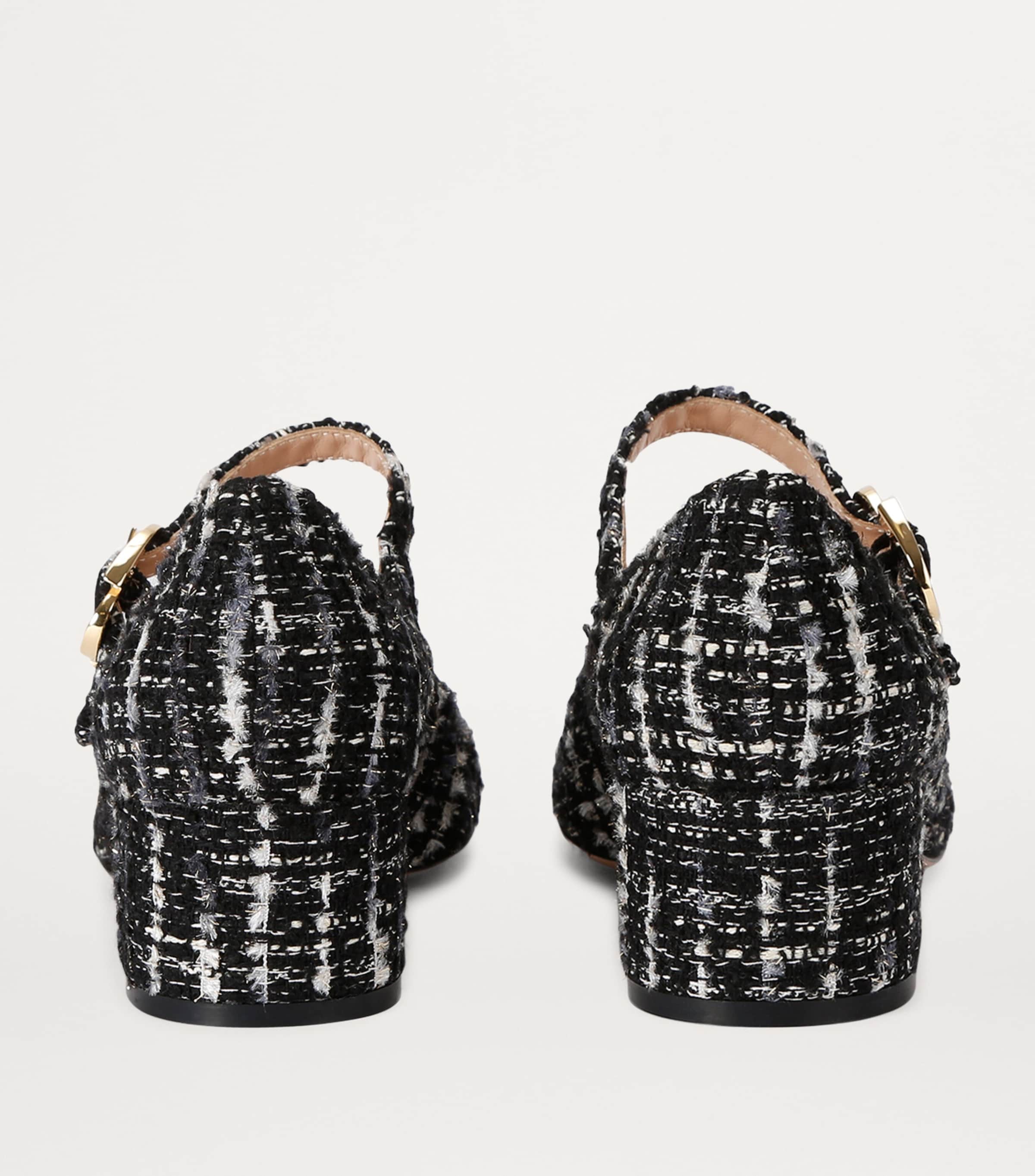 Gianvito Rossi Tweed Mary Jane Pumps 45 Blk/white Image 2