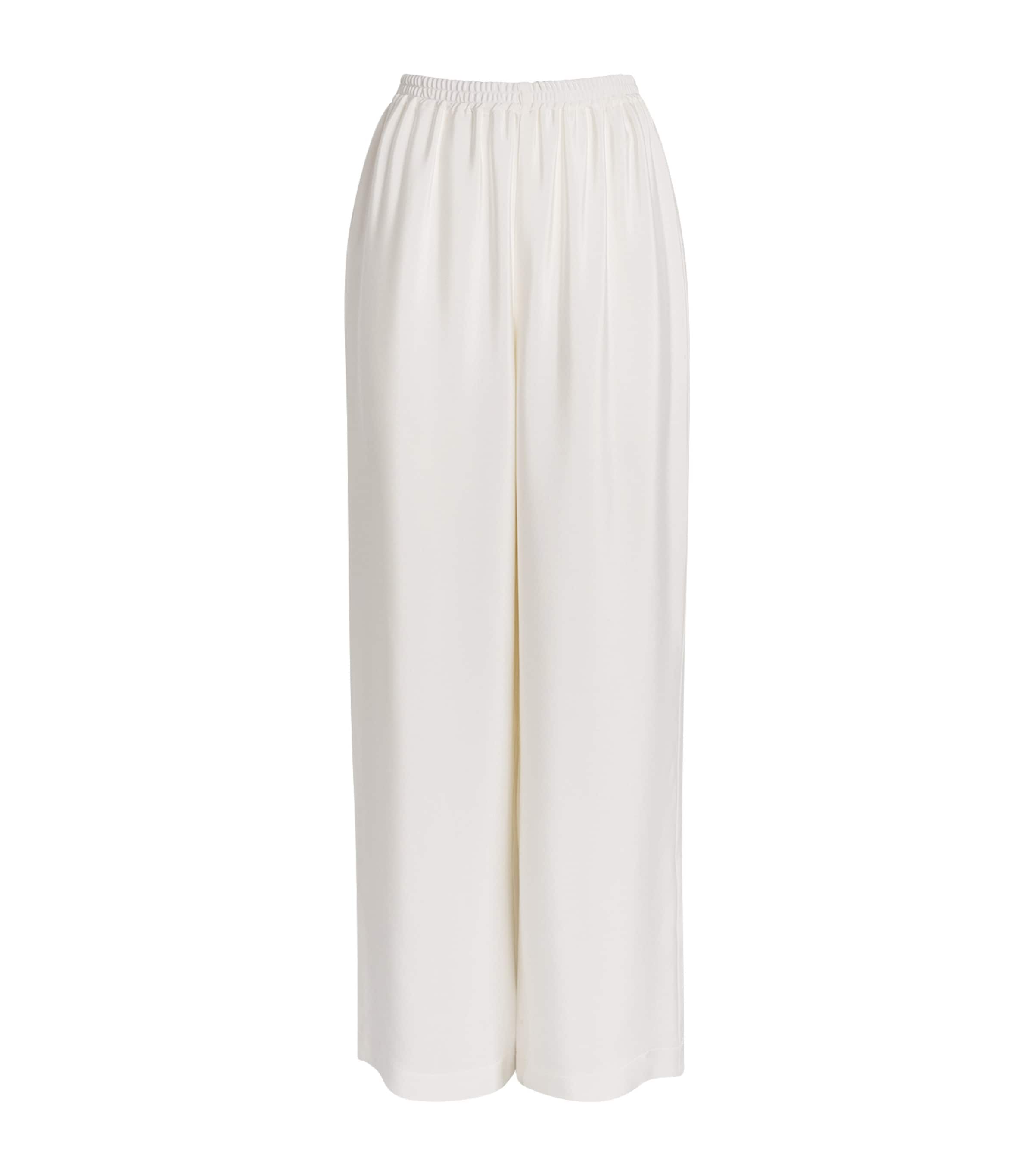 Eskandar Womens Silk Wide-Leg Trousers White Image 1